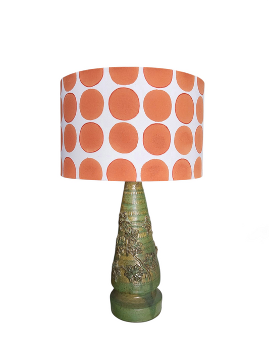 Mid-Century Terracotta Lamp with Leaf Detail & Modern Shade