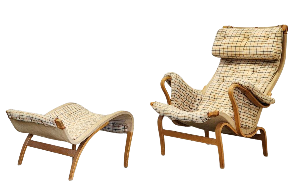 Pernilla 69 Easy Chair and Ottoman by Bruno Mathsson