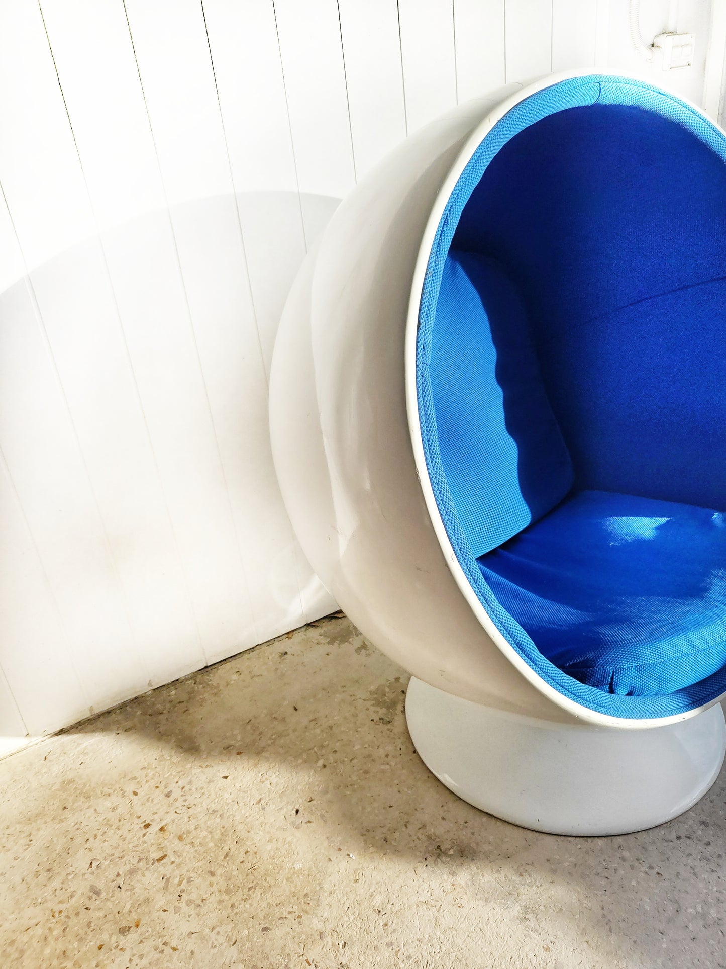 Ball Chair with Blue Upholstery