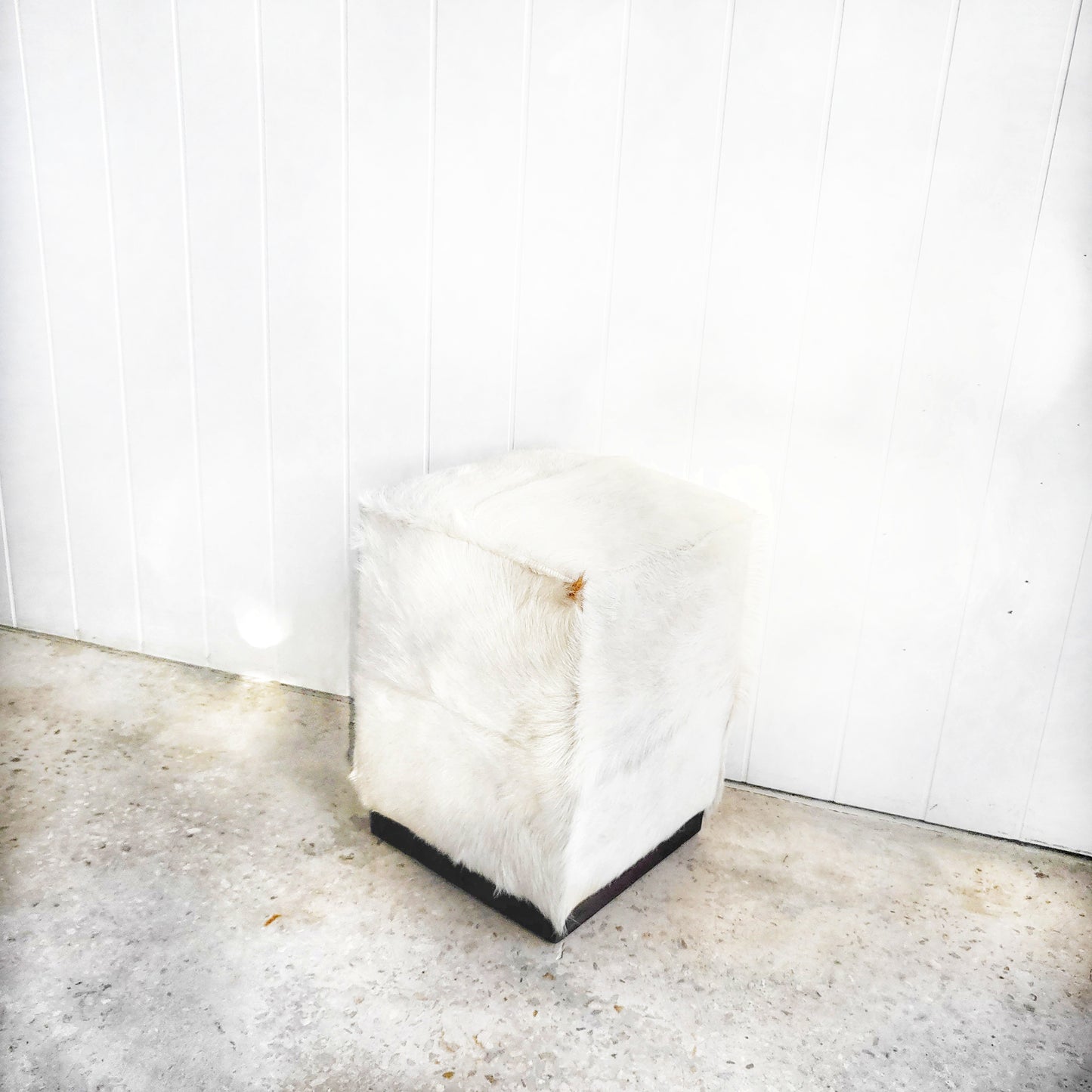 White Goat Hide Stool