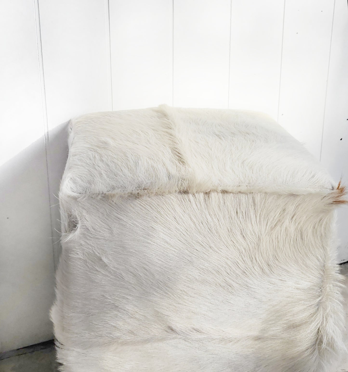 White Goat Hide Stool