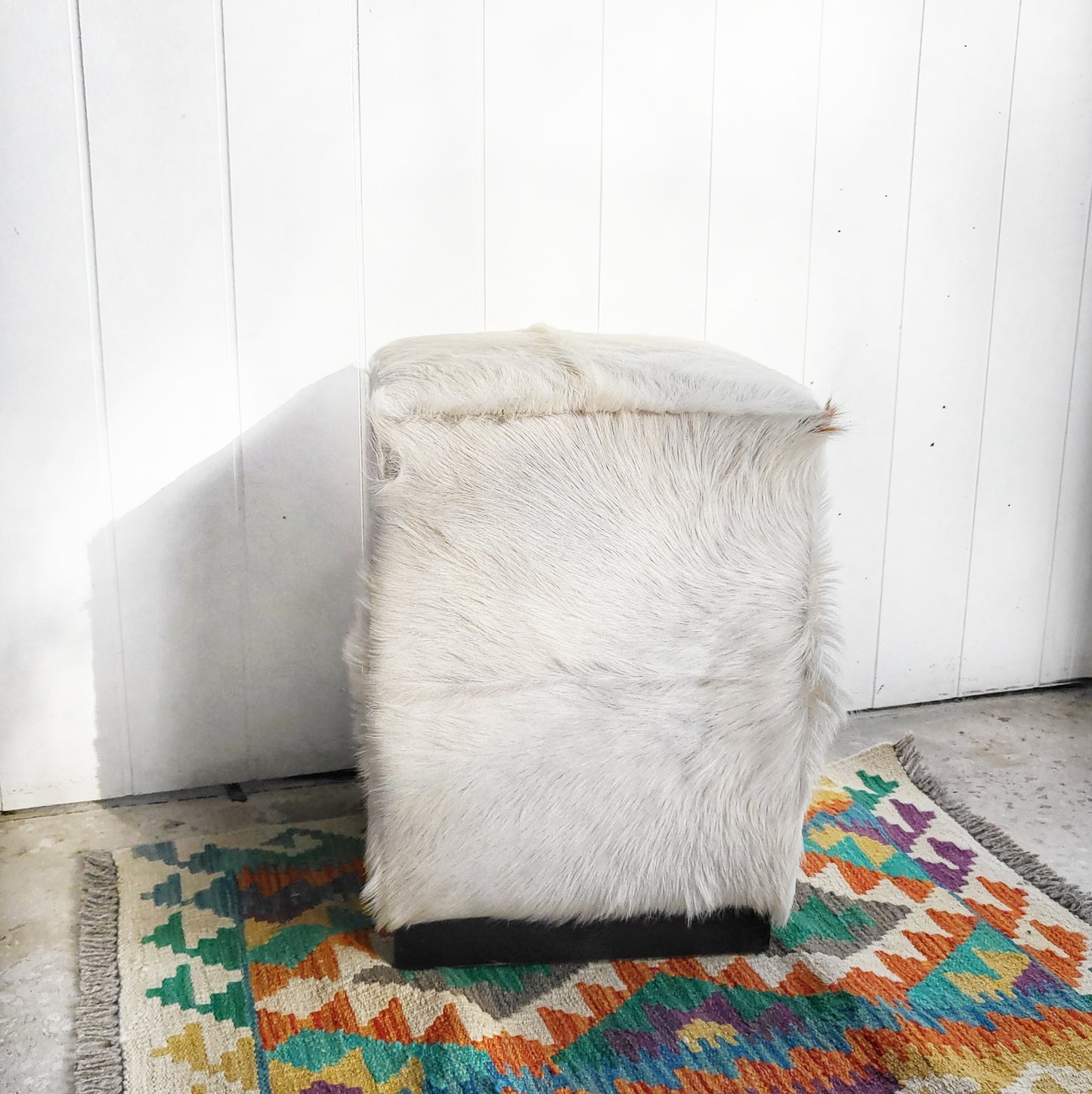 White Goat Hide Stool