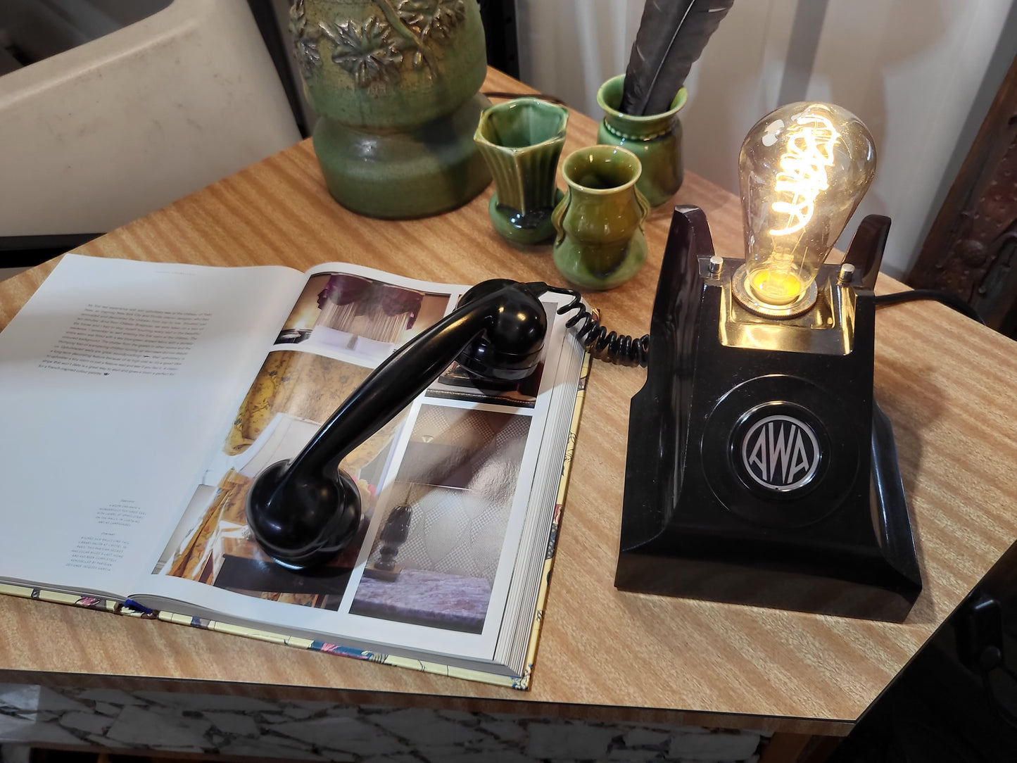 1958 Bakelite Telephone Lamp (Dimmable)