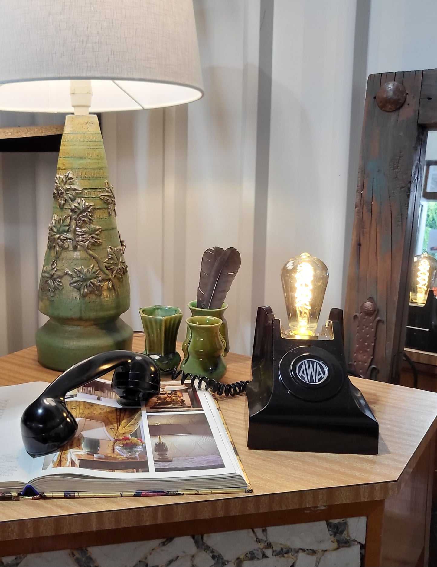 1958 Bakelite Telephone Lamp (Dimmable)