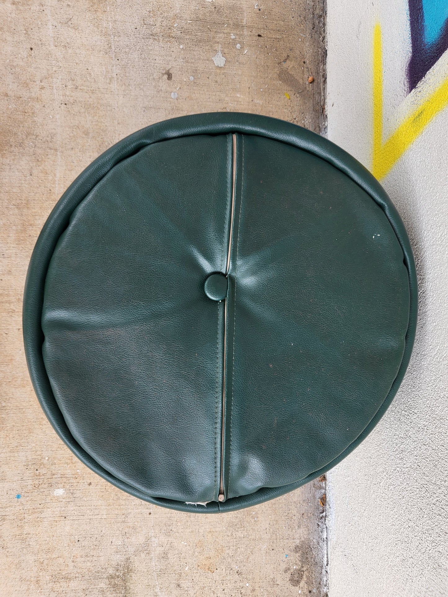 Pair of Original 1960's Brisbane Arcade Green Vinyl Poufs