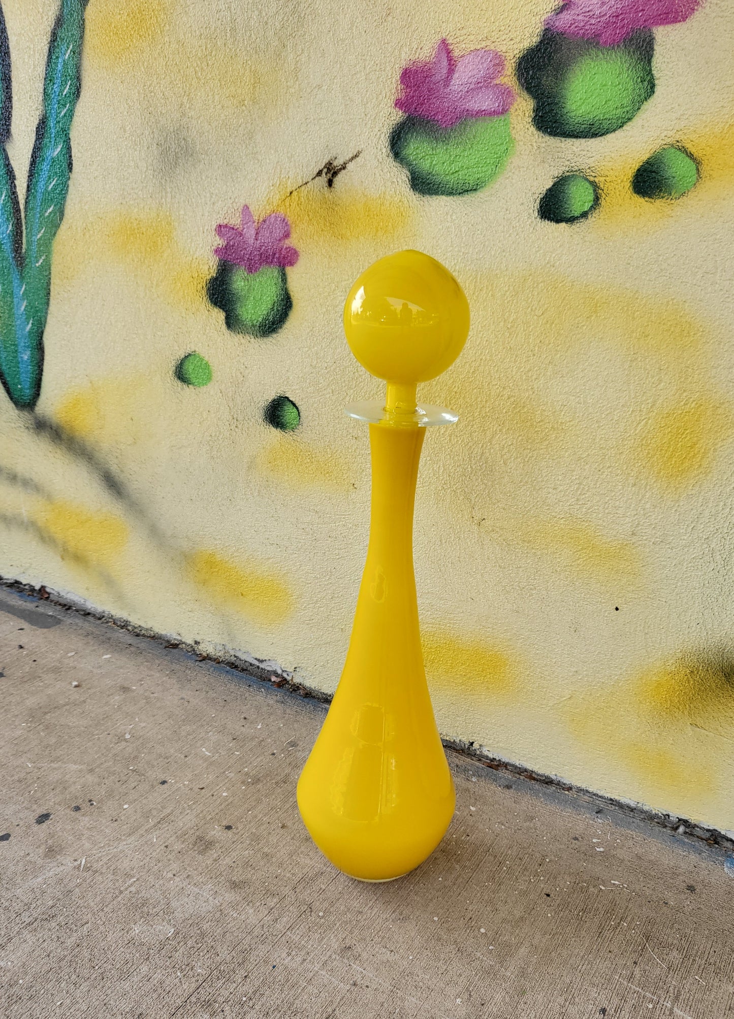 Mid-Century Italian Yellow Glass Bottle with Stopper