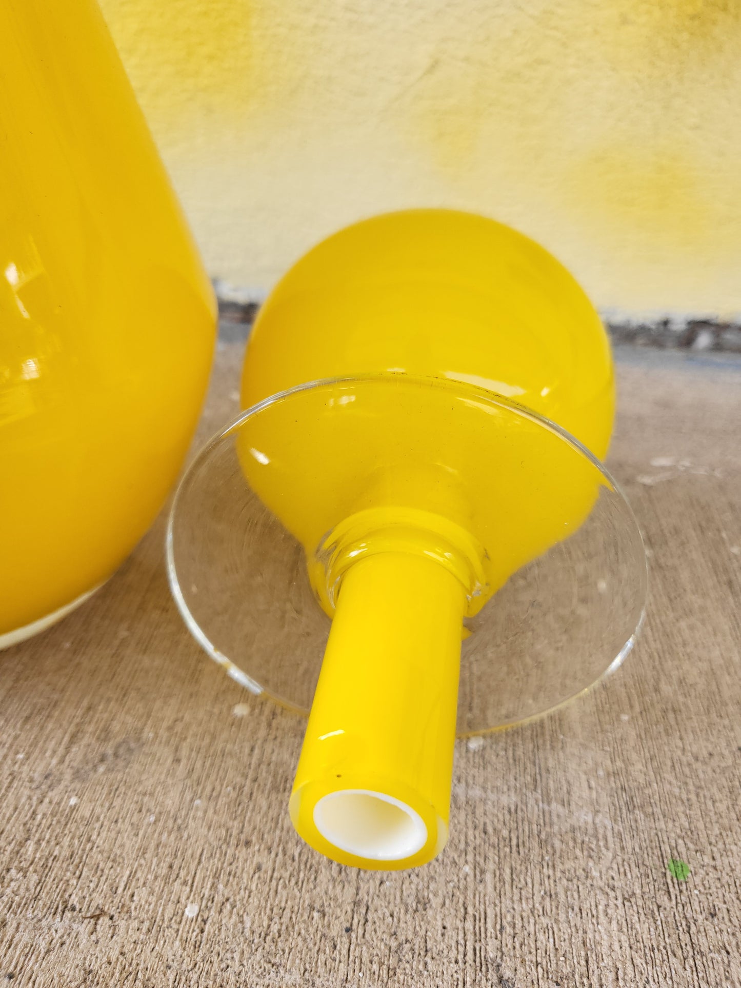 Mid-Century Italian Yellow Glass Bottle with Stopper