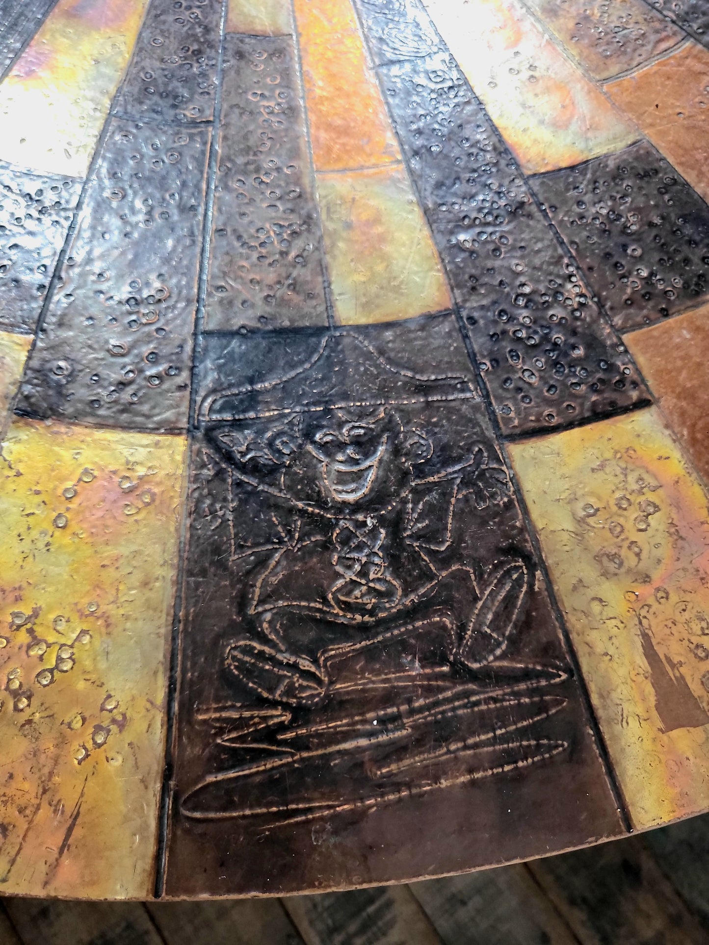 Vintage Mid-Century Etched Copper Coffee Table