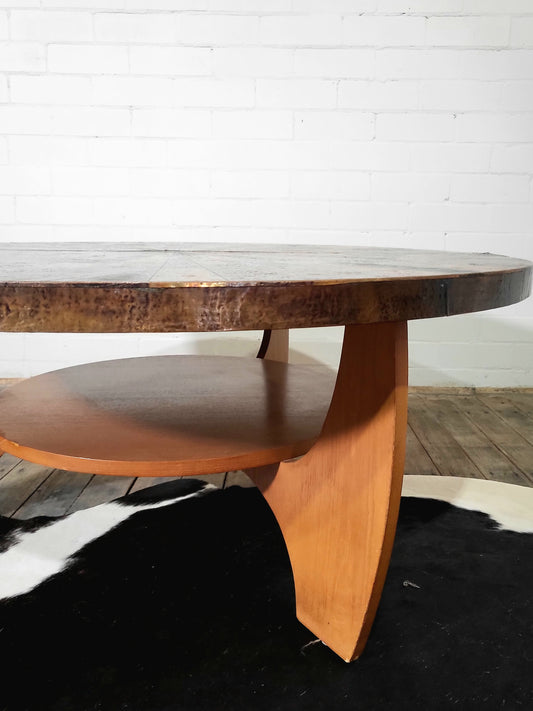 Vintage Mid-Century Etched Copper Coffee Table