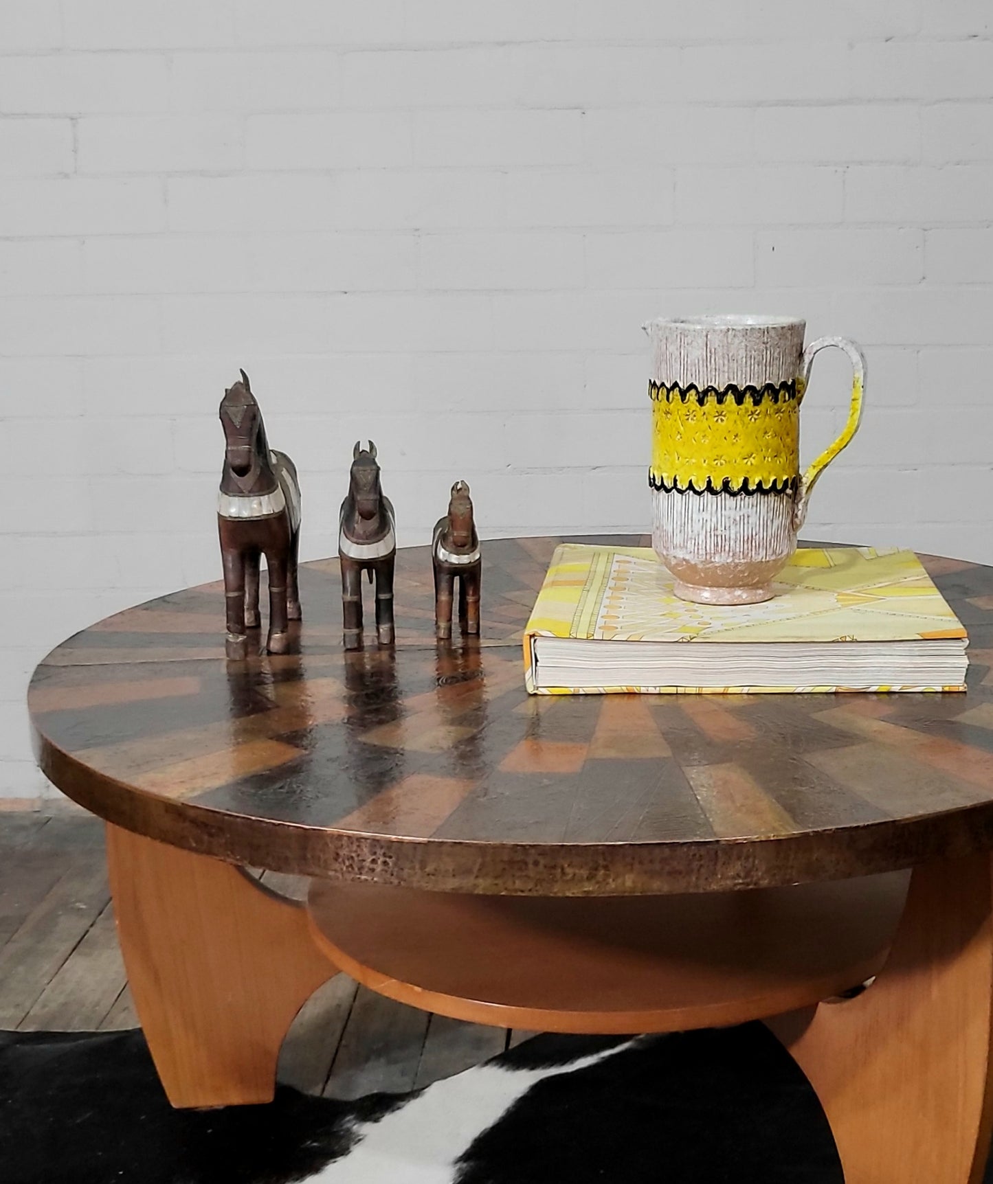 Vintage Mid-Century Etched Copper Coffee Table