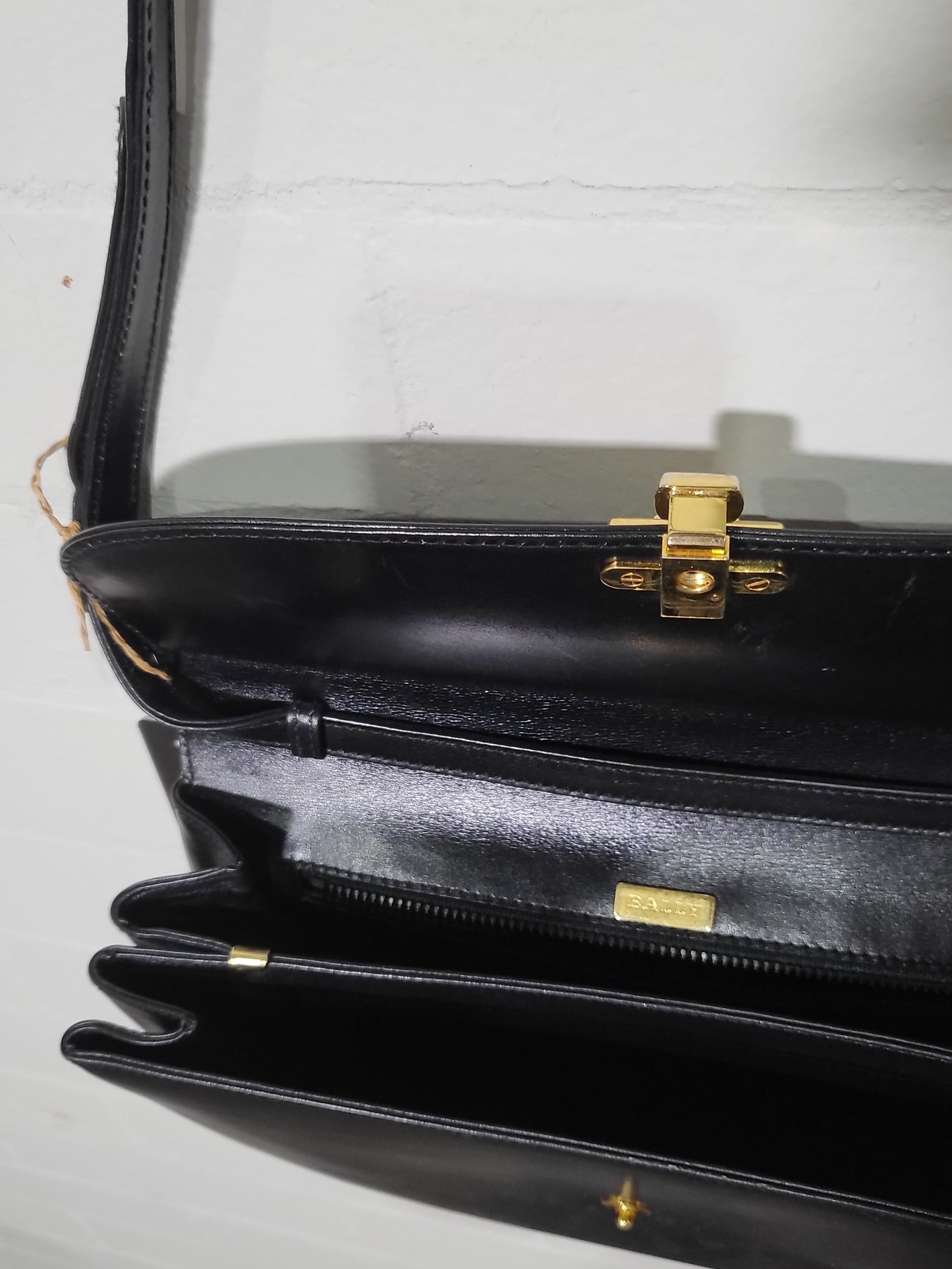 BALLY Black Calf Leather Flap Bag