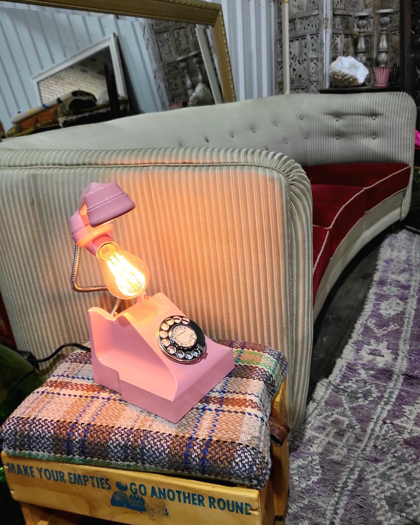 1958 STC Rotary Dial Telephone Lamp (Dimmable) - PINK