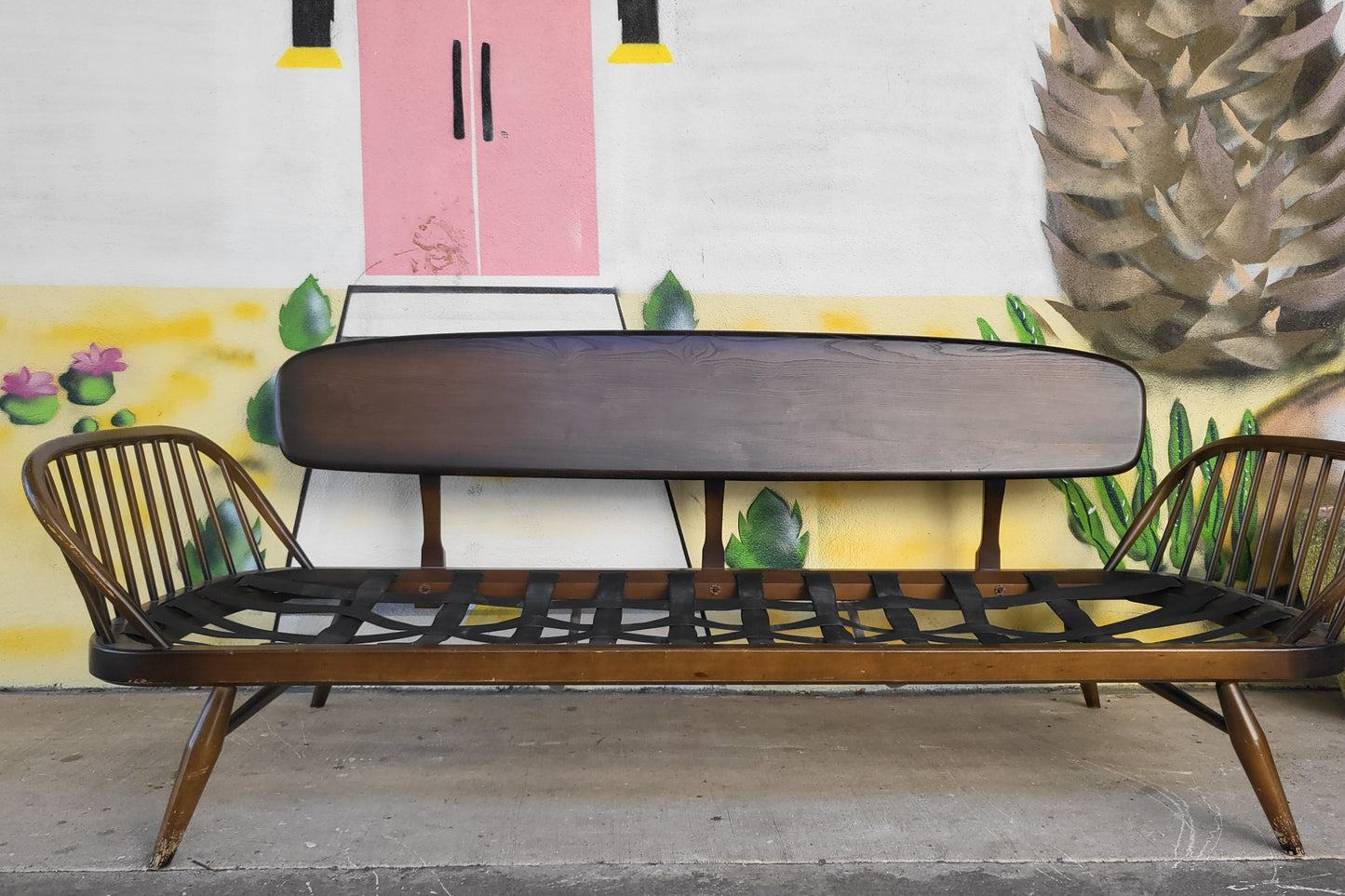 Vintage Ercol Model 355 Sofa / Daybed – with Surfboard Backrest