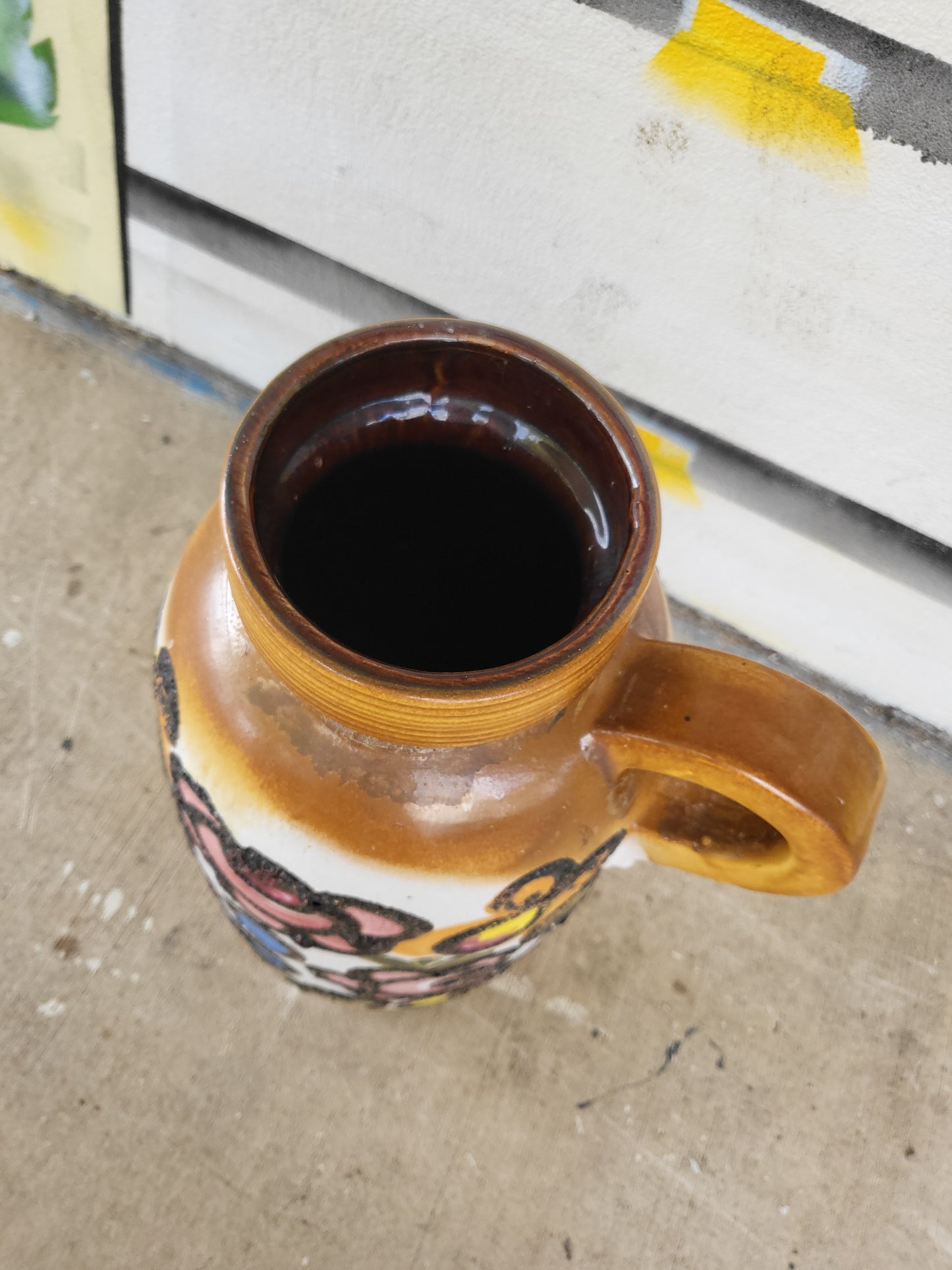 West German Floor Vase - Handled, Floral Motif