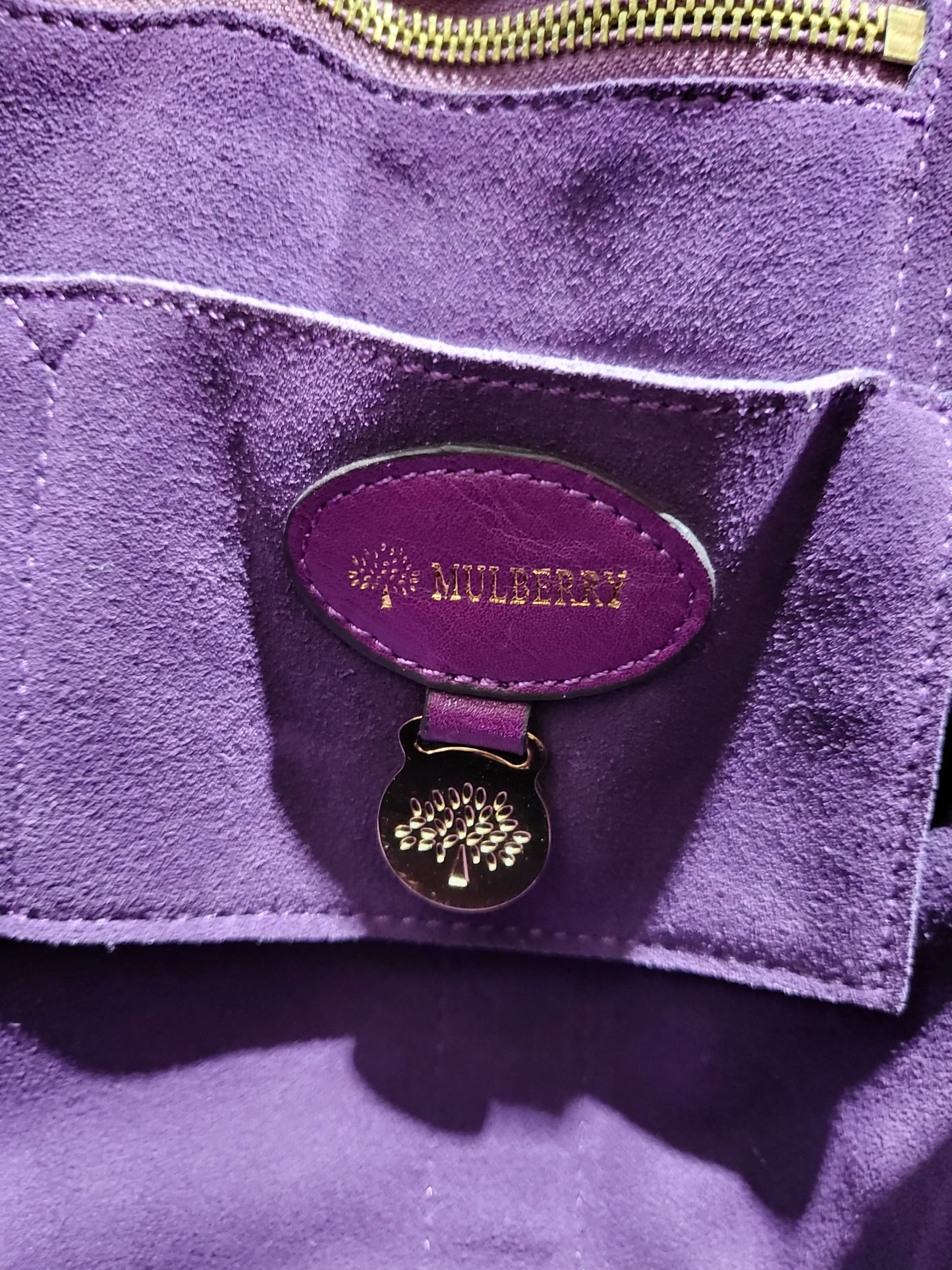 Mulberry Leopard Print Pony Hair Bayswater Bag - Purple Leather