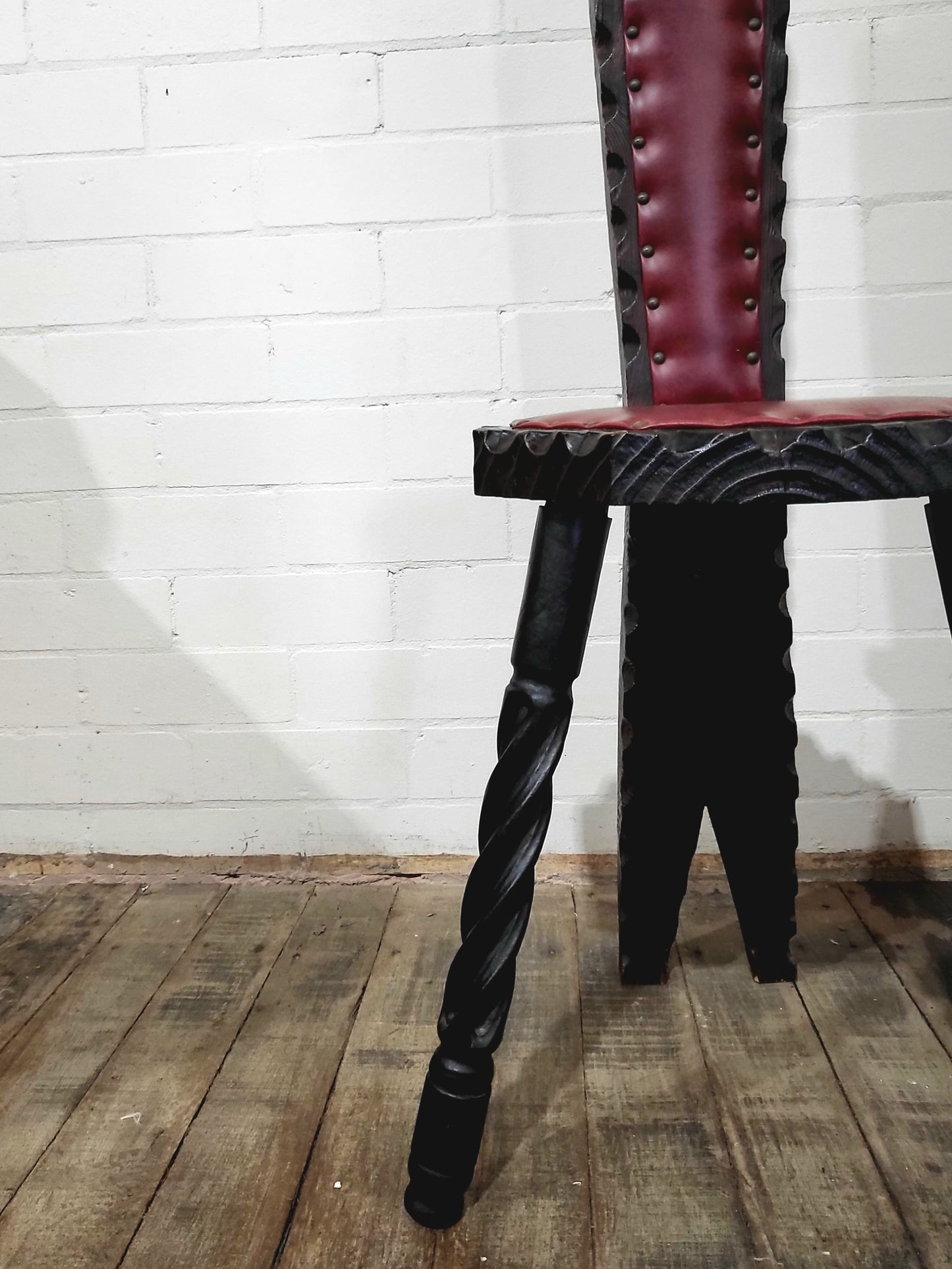 Old Spanish Brutalist Style Chair - Carved Wood
