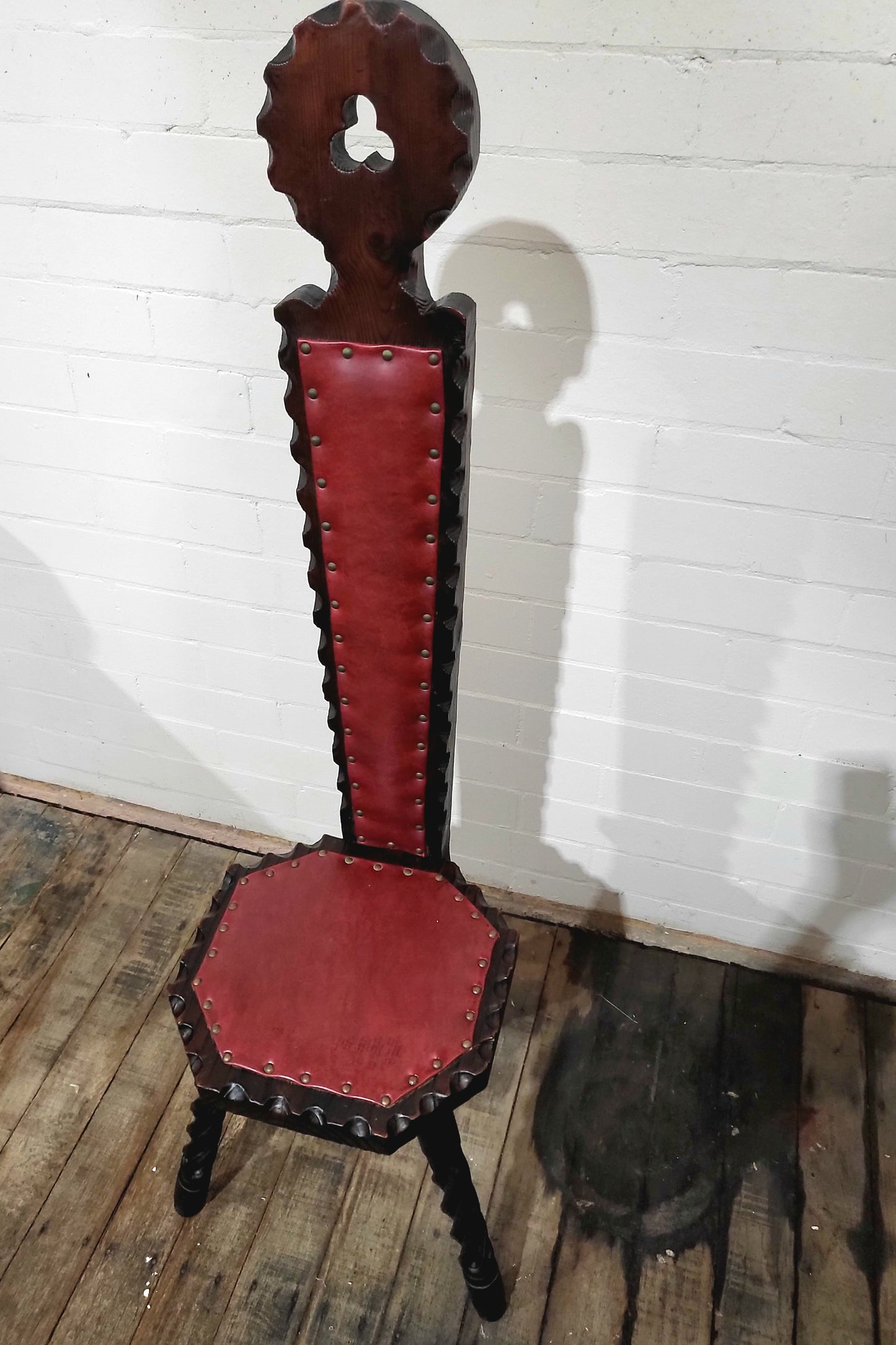 Old Spanish Brutalist Style Chair - Carved Wood