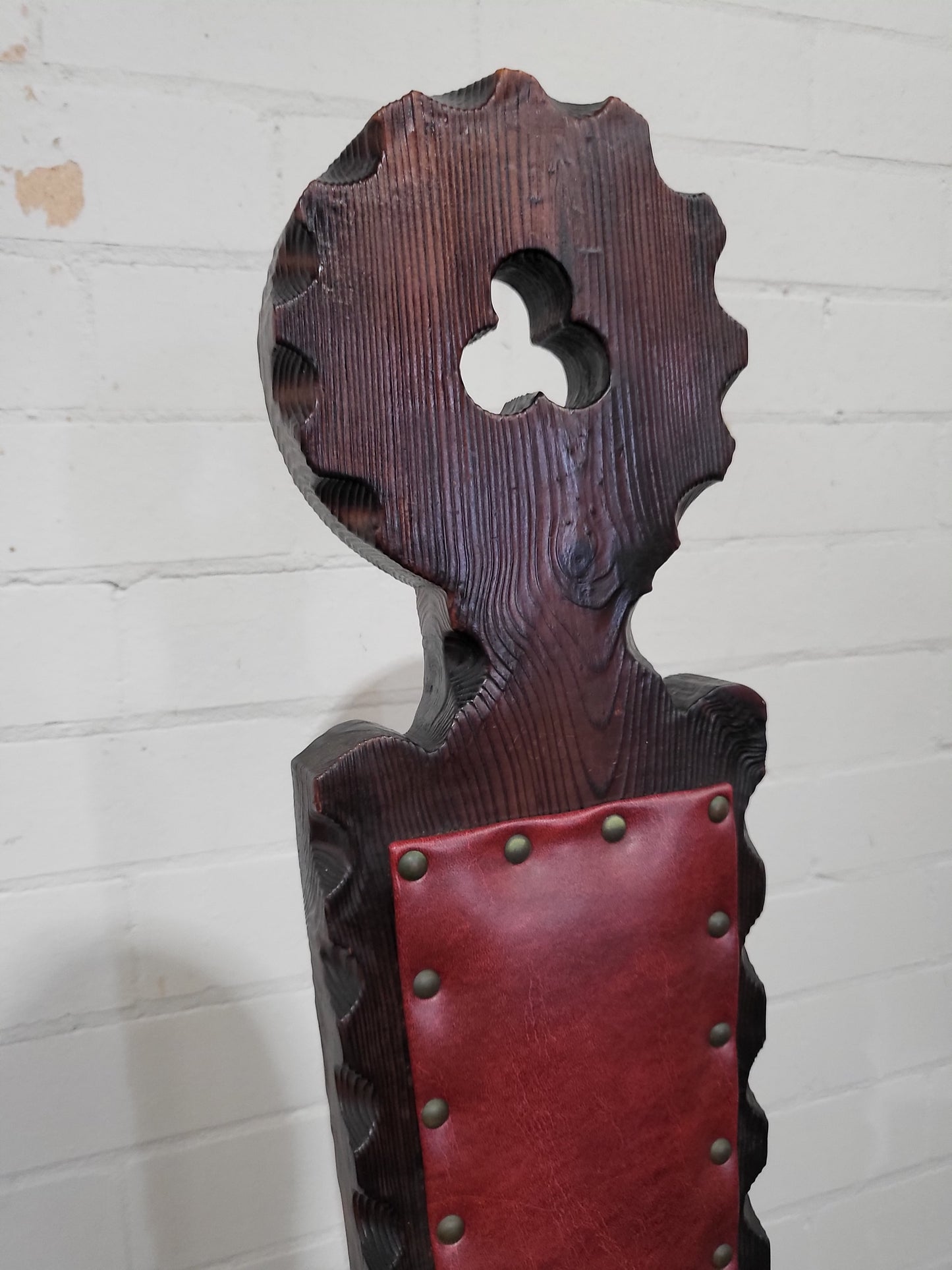 Old Spanish Brutalist Style Chair - Carved Wood