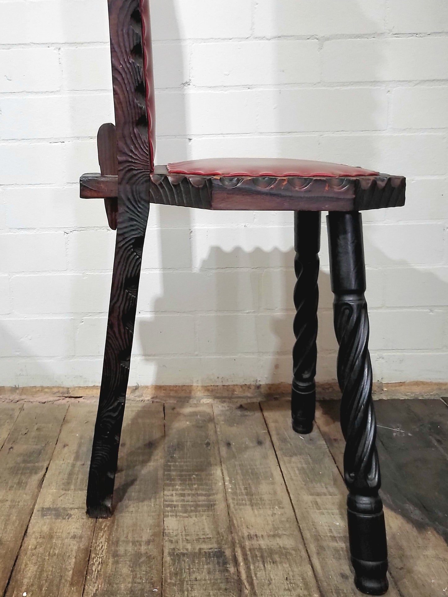 Old Spanish Brutalist Style Chair - Carved Wood
