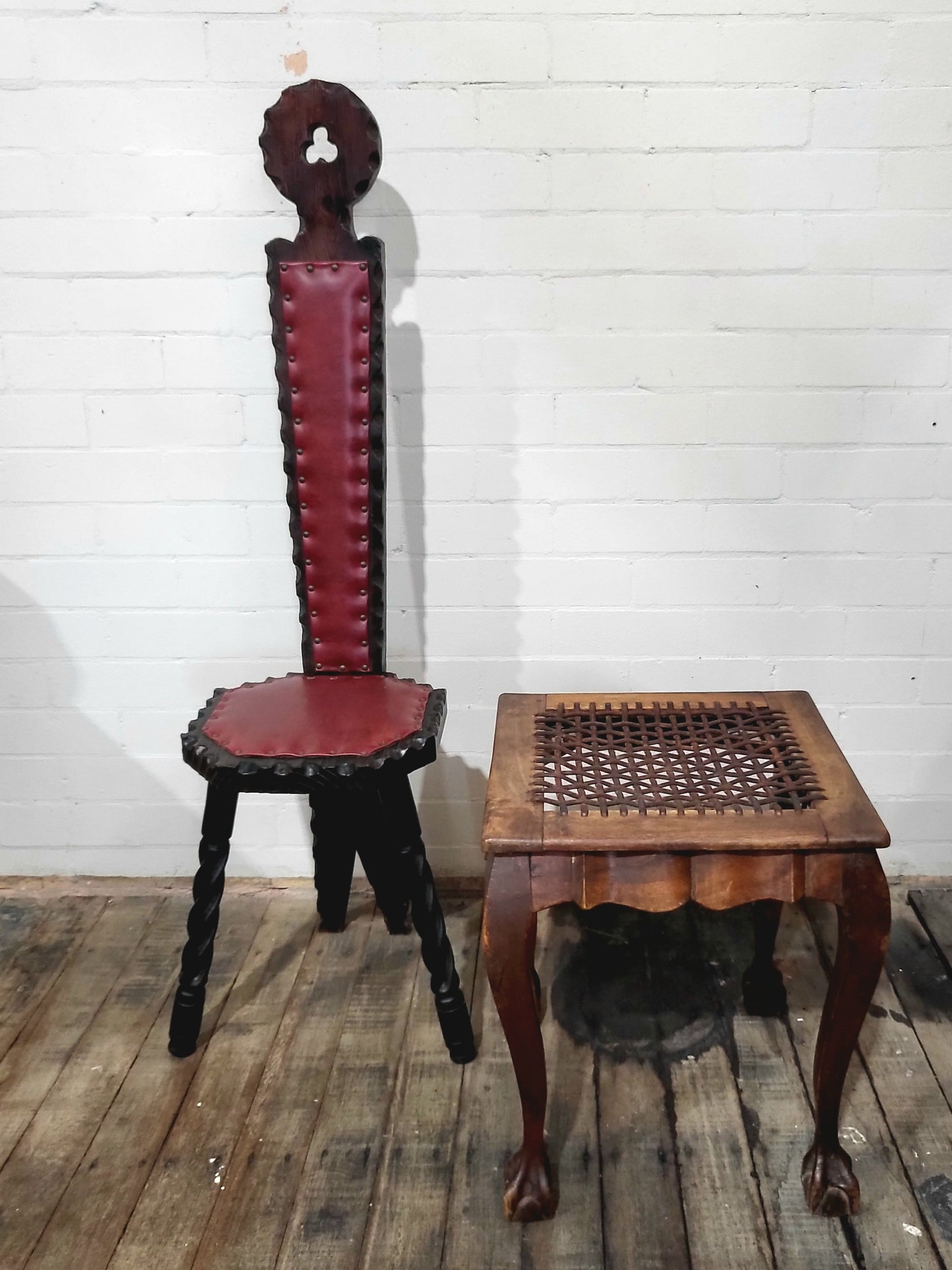 Old Spanish Brutalist Style Chair - Carved Wood
