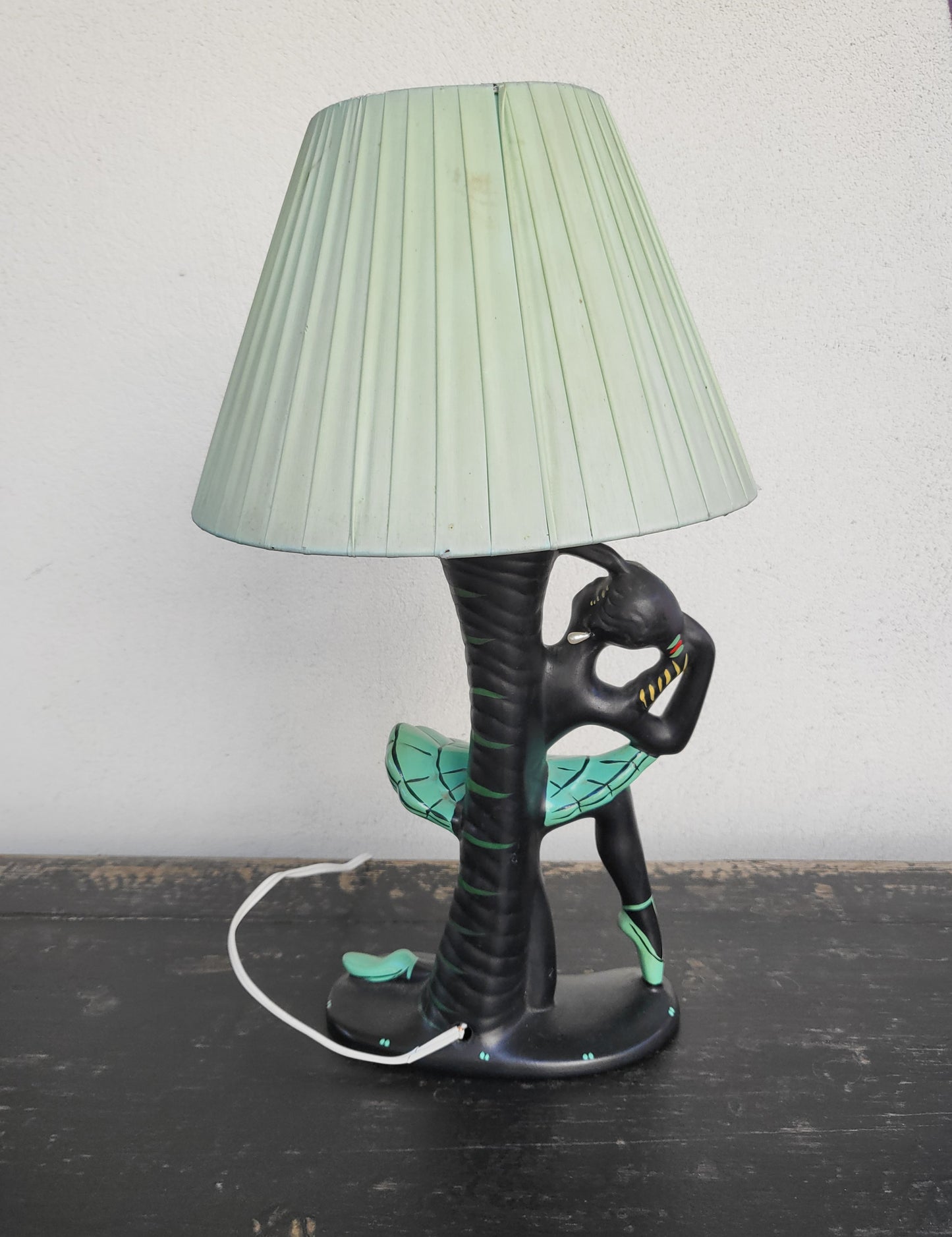 Authentic Barsony Ballerina Lamp - Lady in Green Dress (c.1950s)