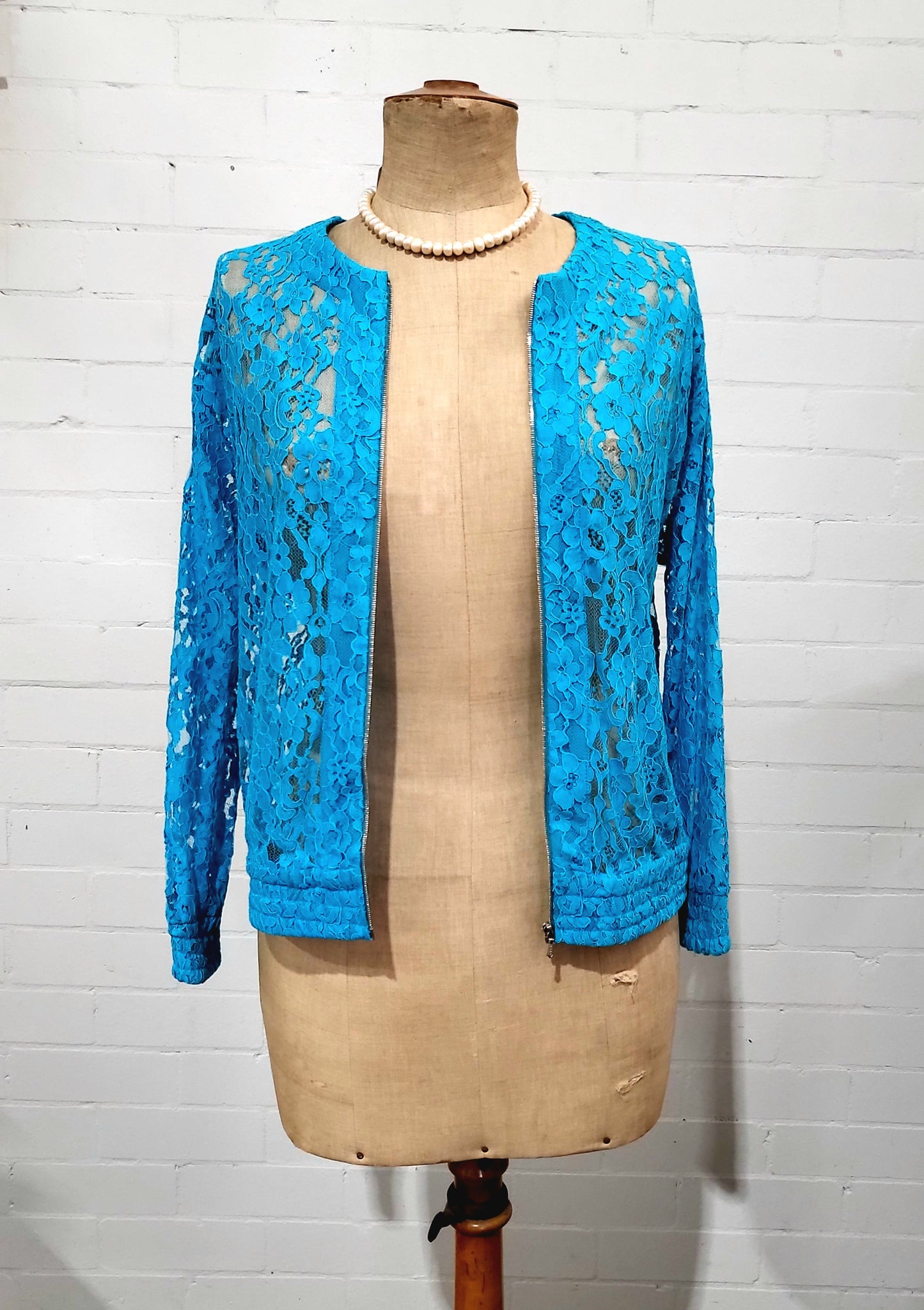 Zimmermann "Flip Side Lace Bomber" - Electric Blue, Size 0