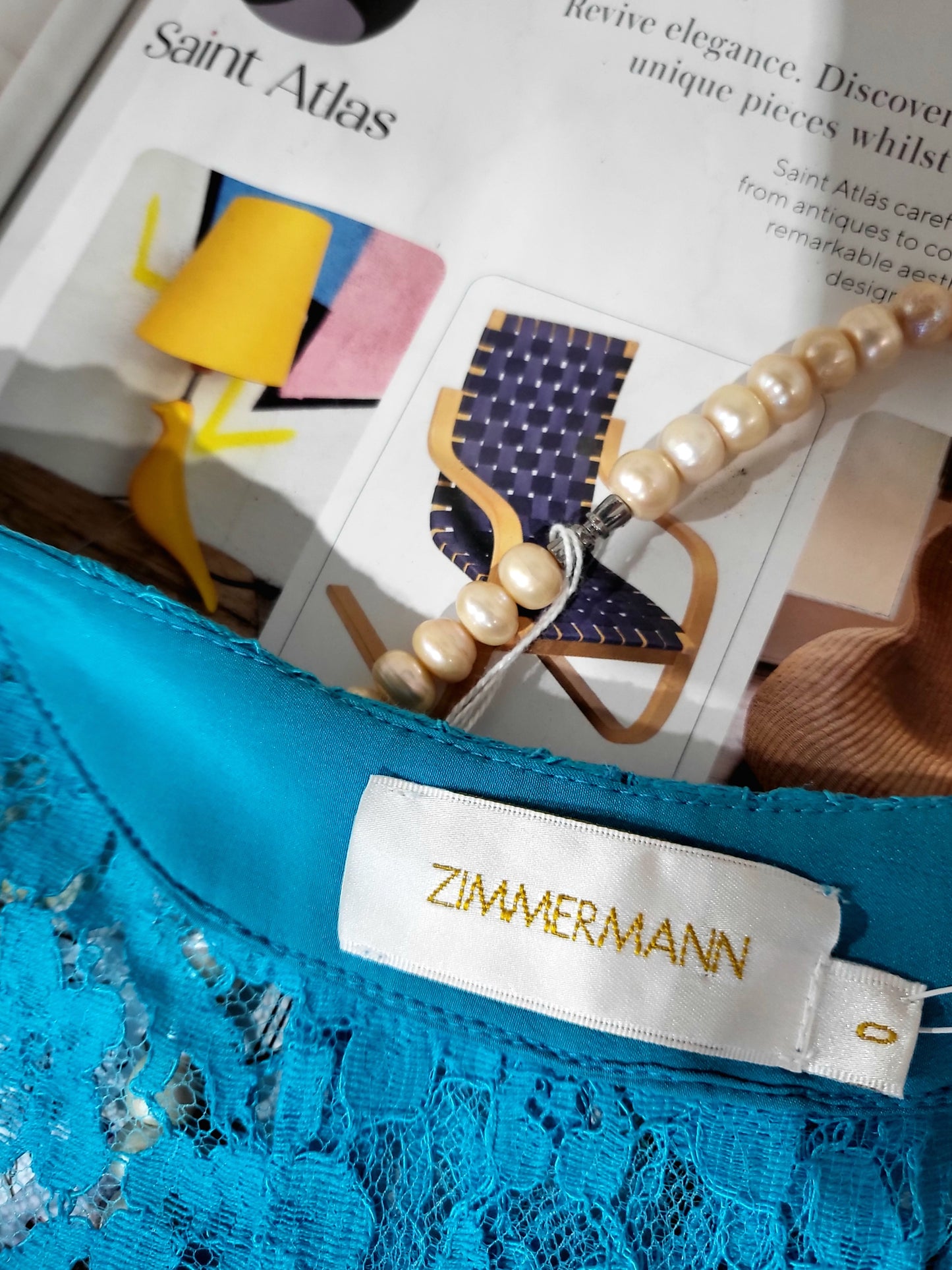 Zimmermann "Flip Side Lace Bomber" - Electric Blue, Size 0