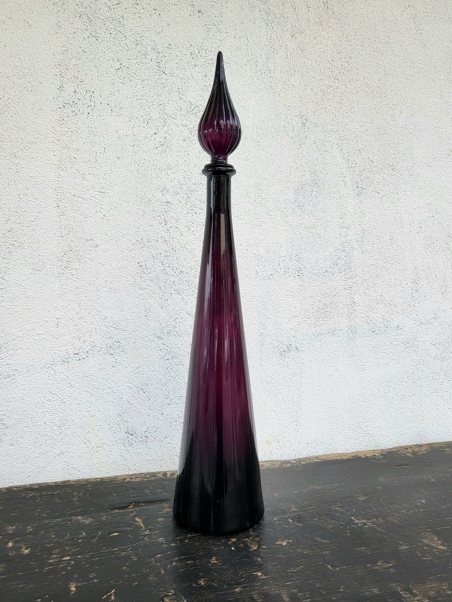 Mid-Century Empoli Glass Genie Bottle - Purple, 67cm