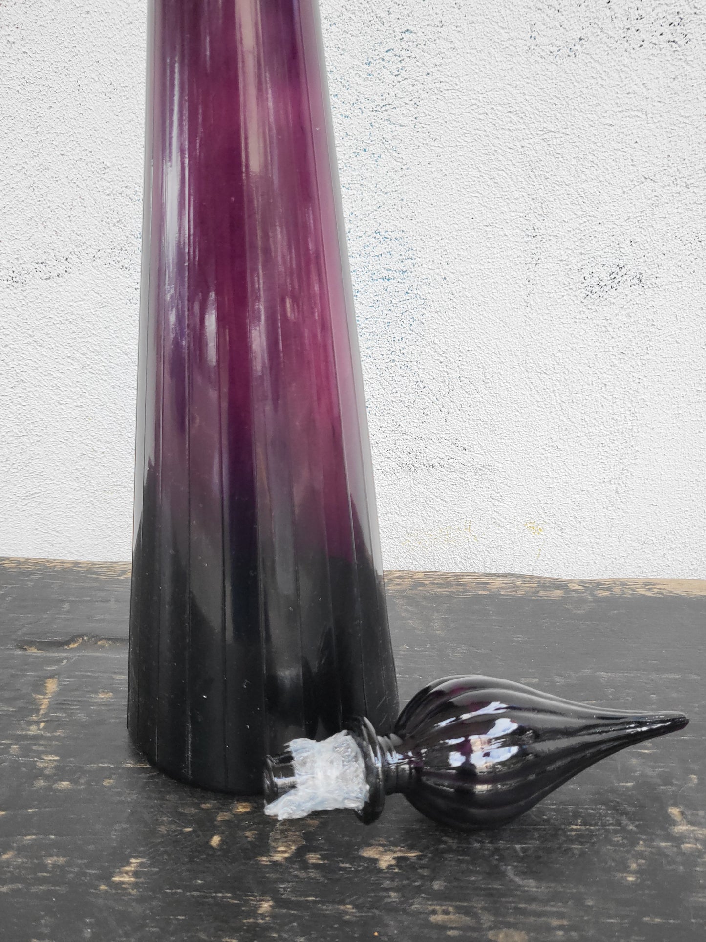 Mid-Century Empoli Glass Genie Bottle - Purple, 67cm