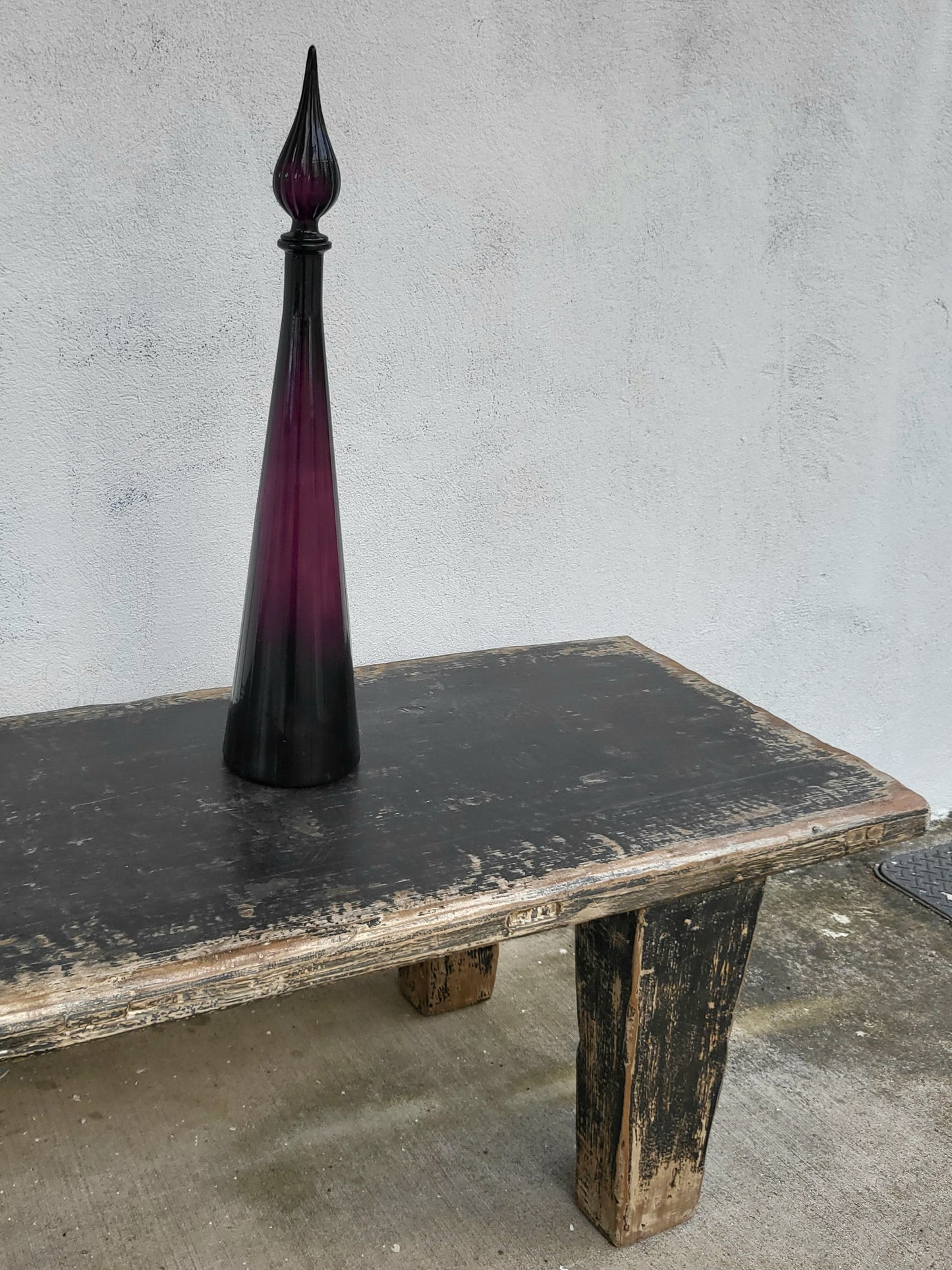 Mid-Century Empoli Glass Genie Bottle - Purple, 67cm