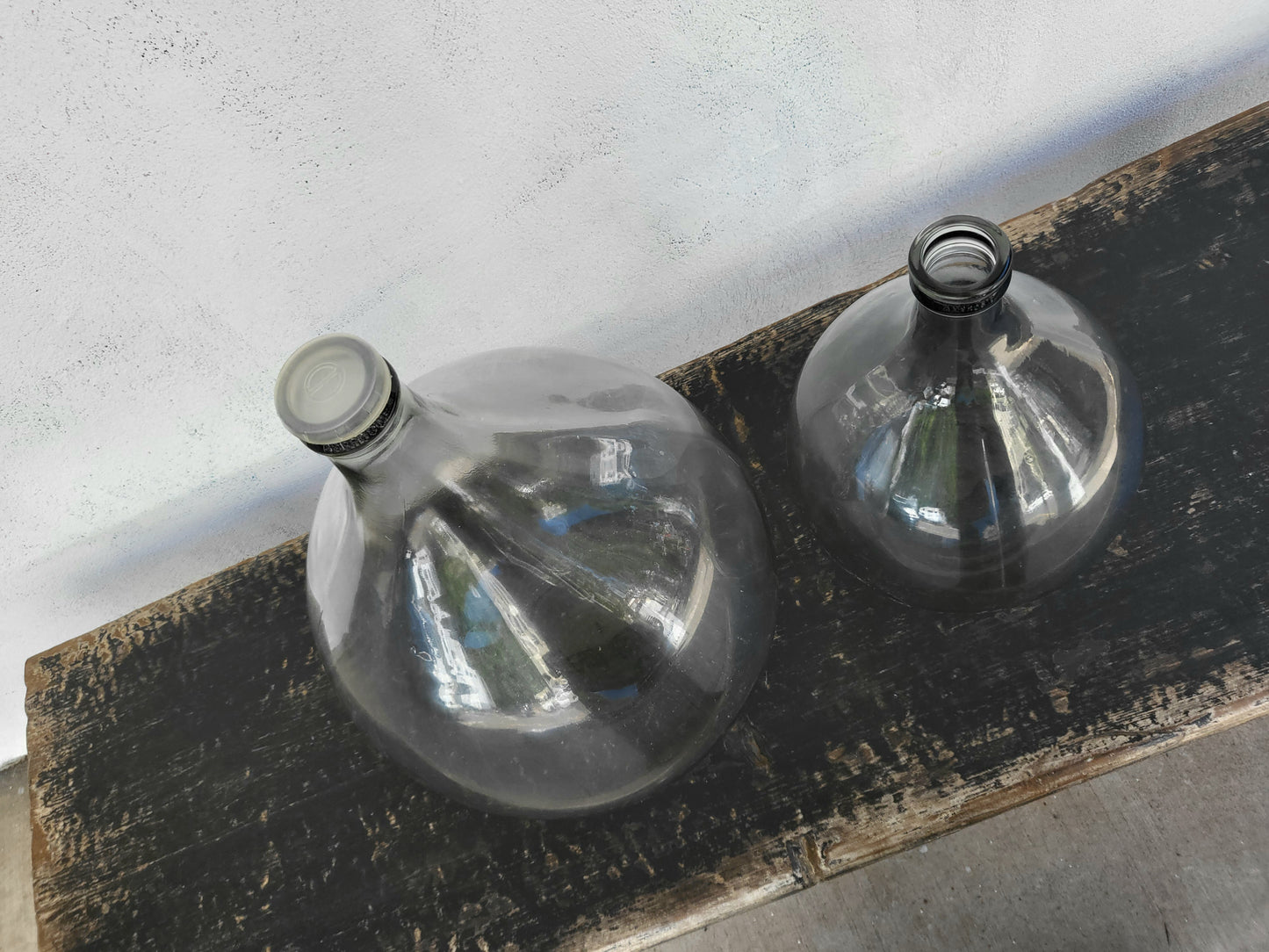 Antique Italian Clear Glass Demijohns