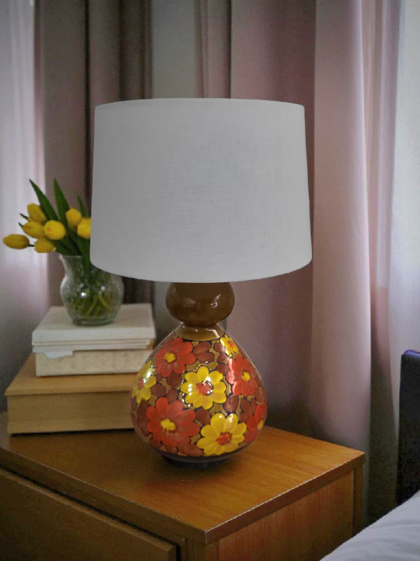 Italian Hand-Painted Ceramic Table Lamp - Bitossi Style (Vintage)