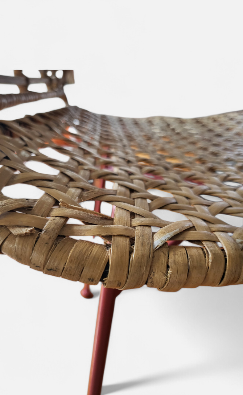 Swedish Scandinavian Rattan Lounge Chair & Ottoman Set - c.1960s