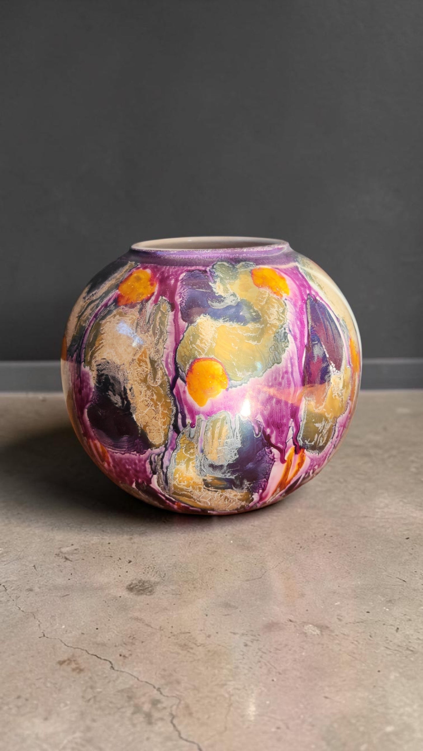 Scheurich Spherical Vase – Rare Reactive Glaze | West German Pottery
