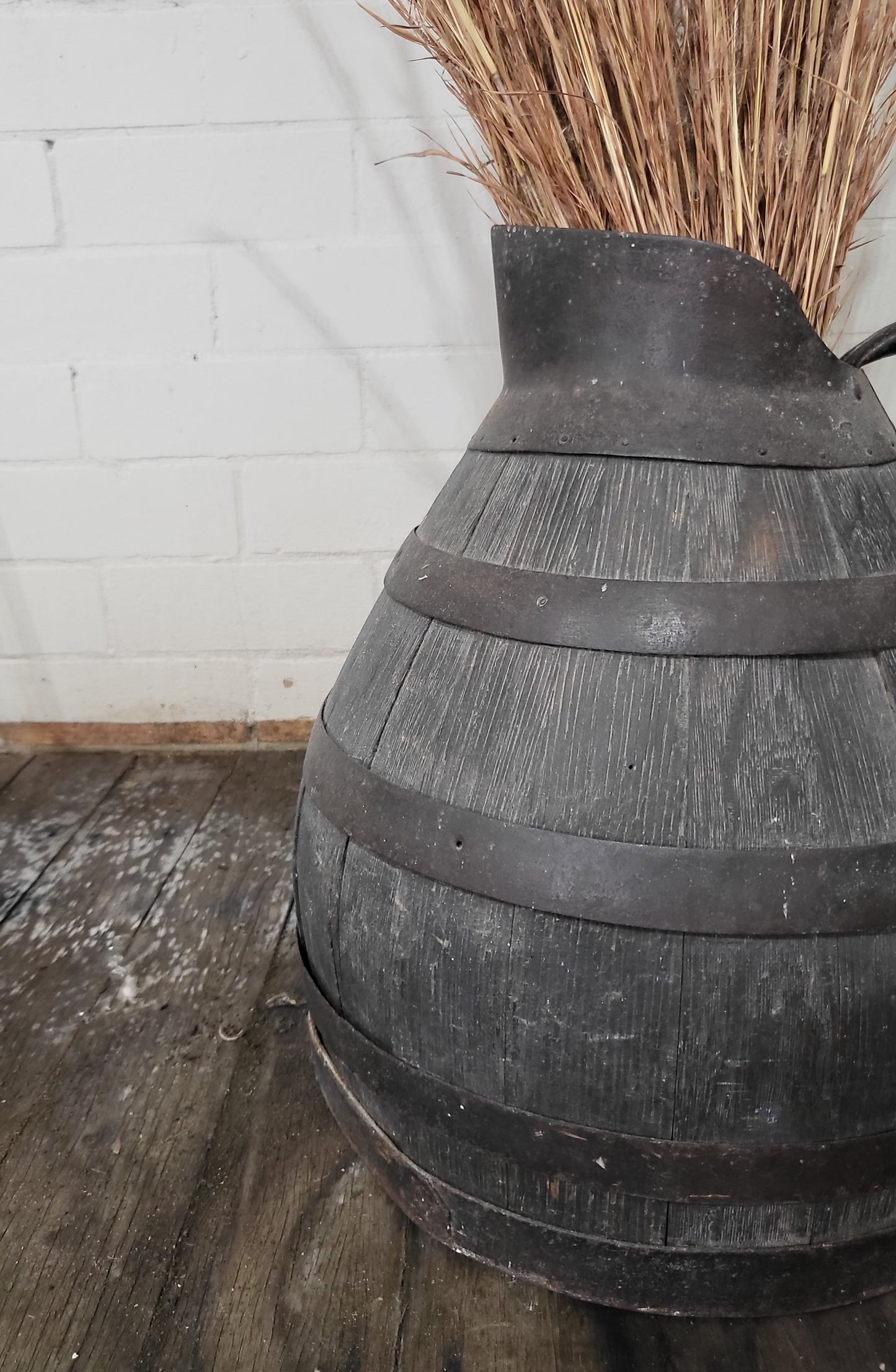 Antique Iron-Bound Oak Wine Jug