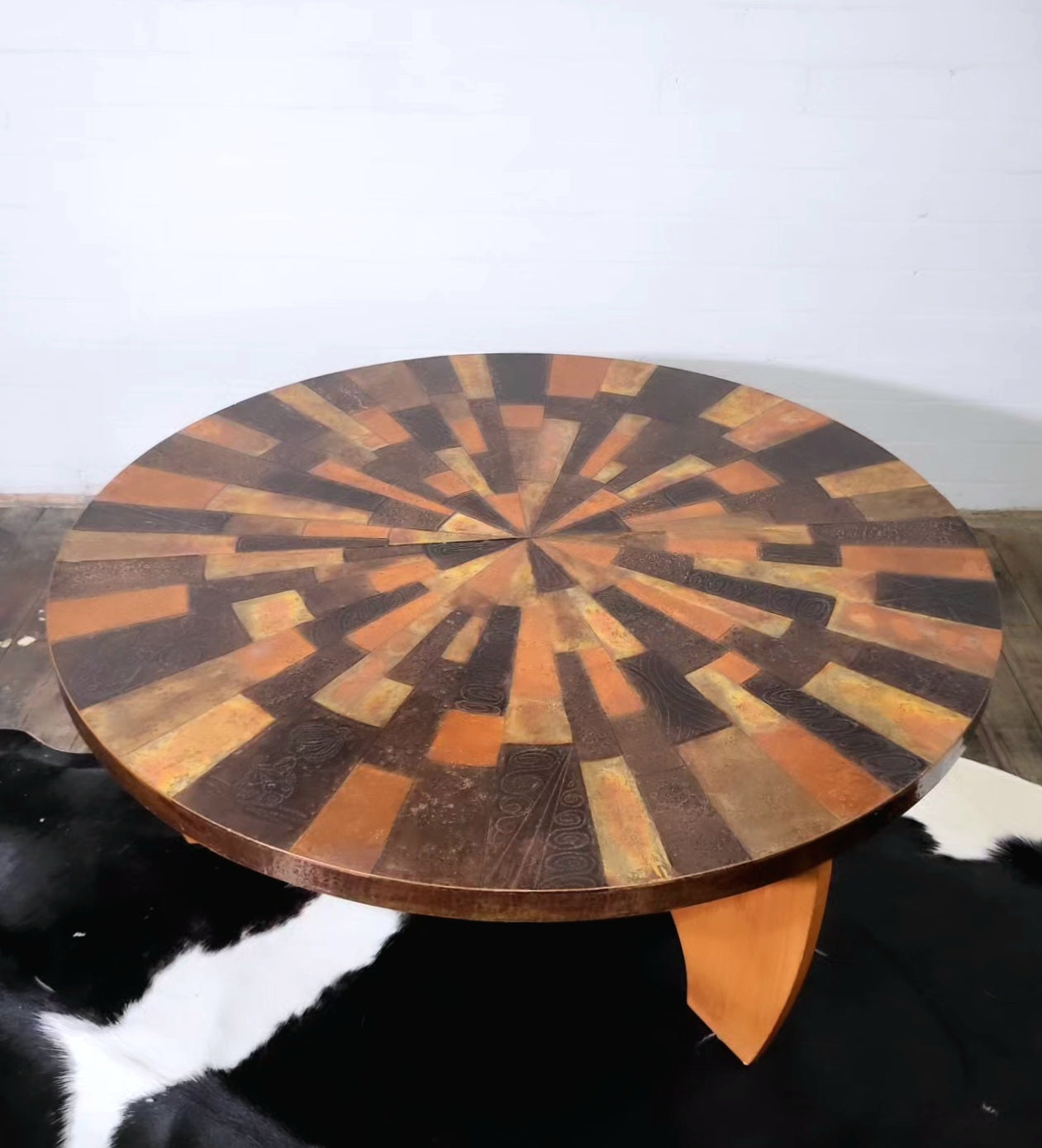 Vintage Mid-Century Etched Copper Coffee Table
