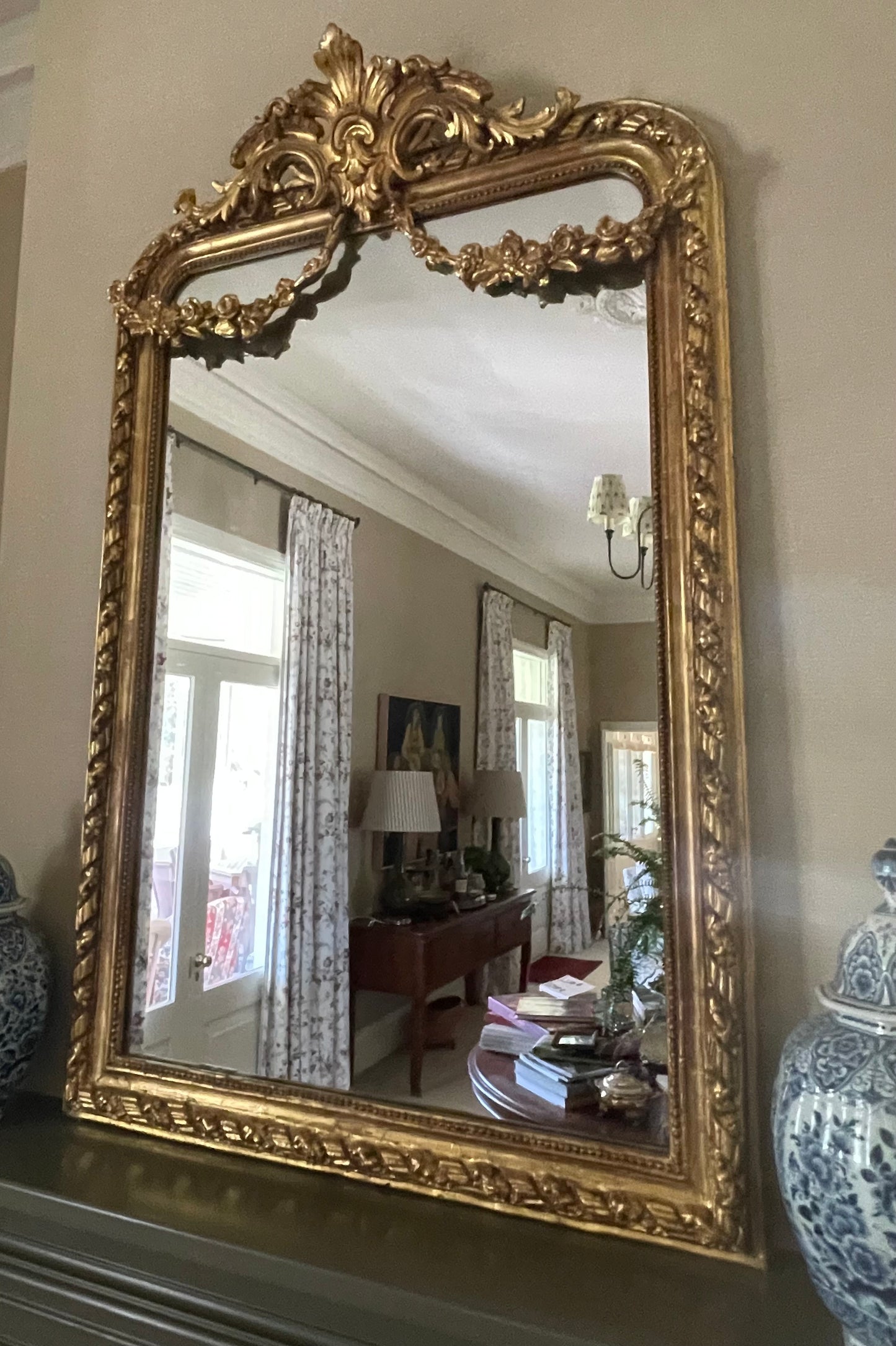 19th century French giltwood mirror original gilding