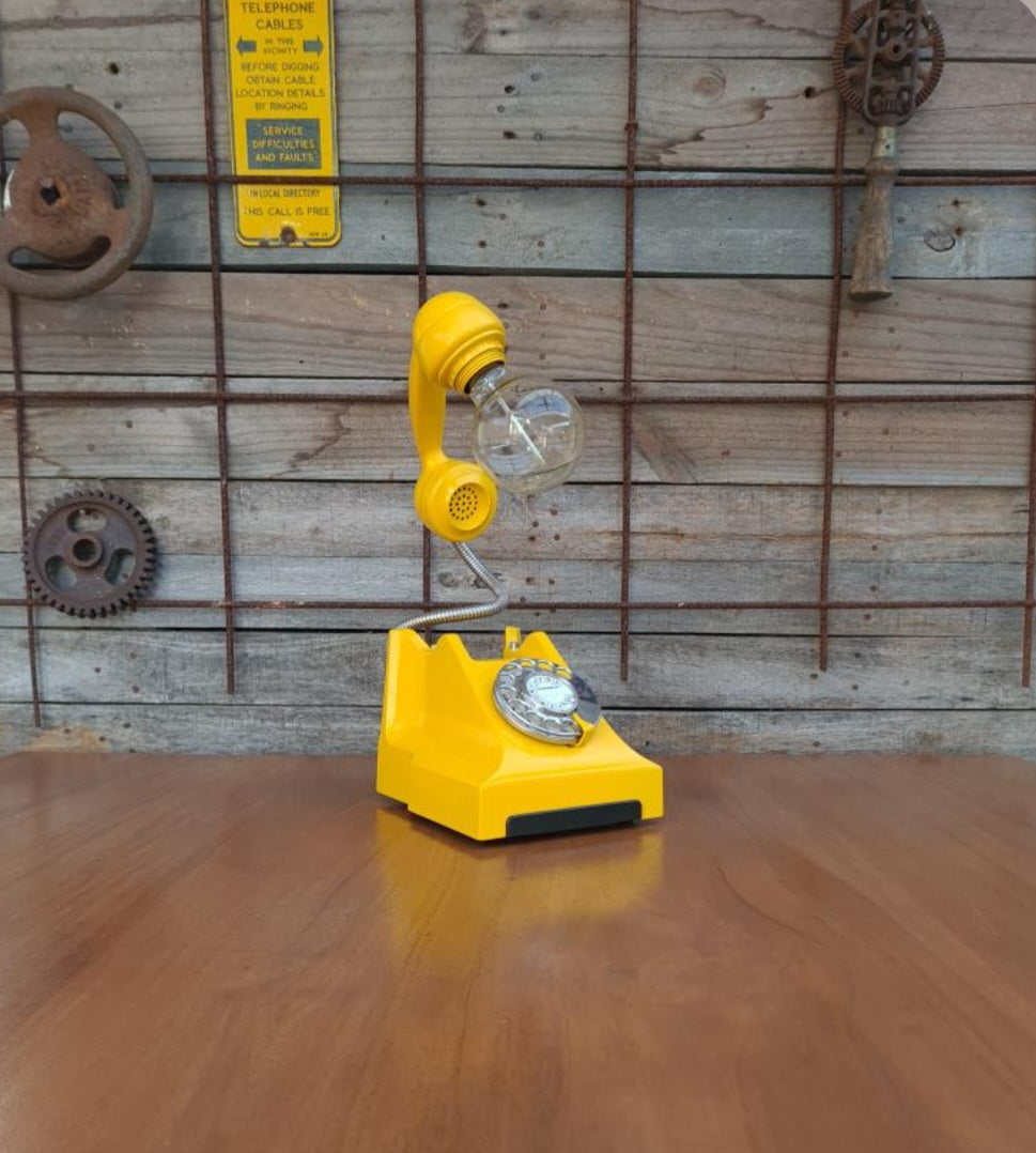 1958 STC Rotary Dial Telephone Lamp (Dimmable) - YELLOW