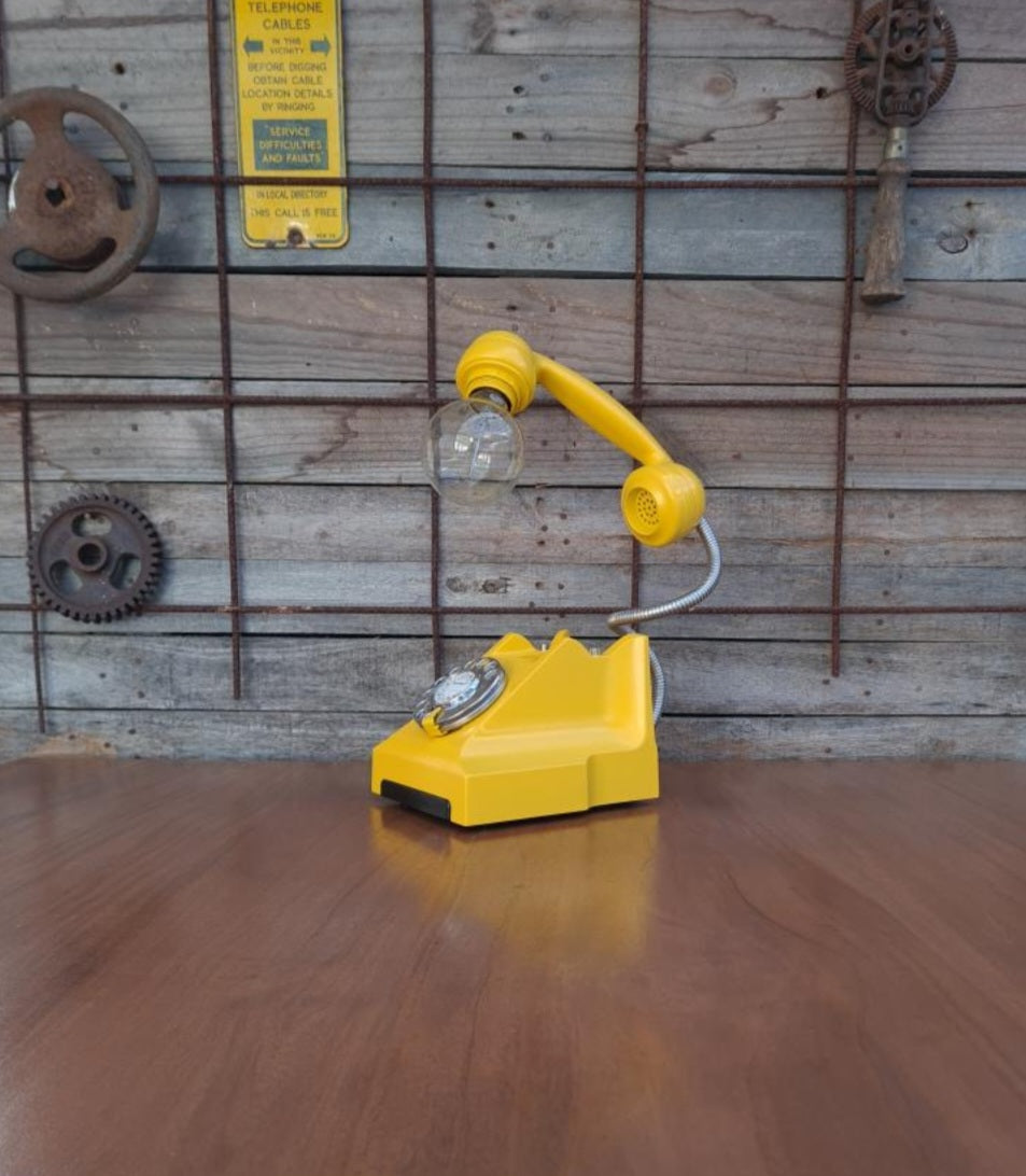 1958 STC Rotary Dial Telephone Lamp (Dimmable) - YELLOW