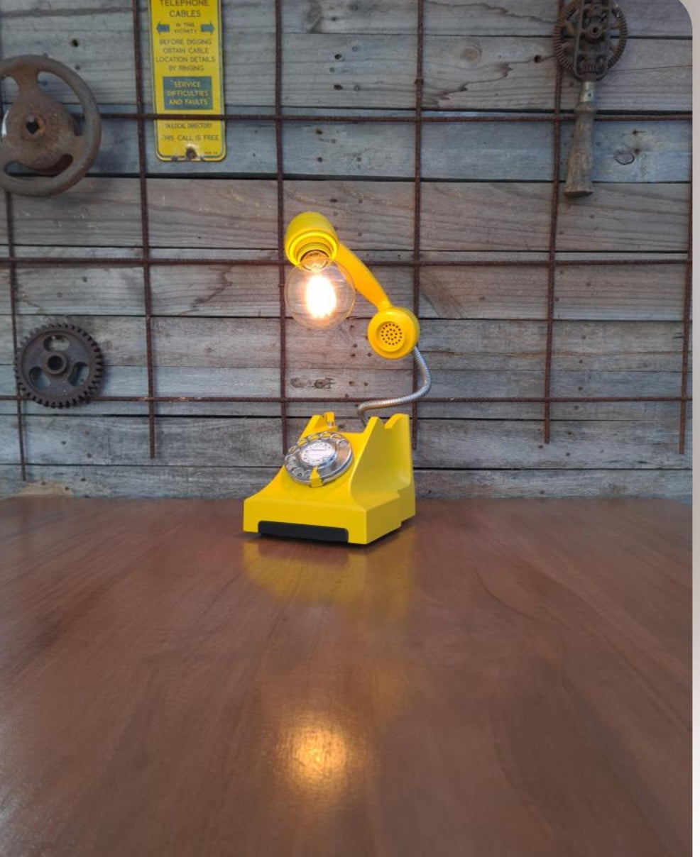 1958 STC Rotary Dial Telephone Lamp (Dimmable) - YELLOW