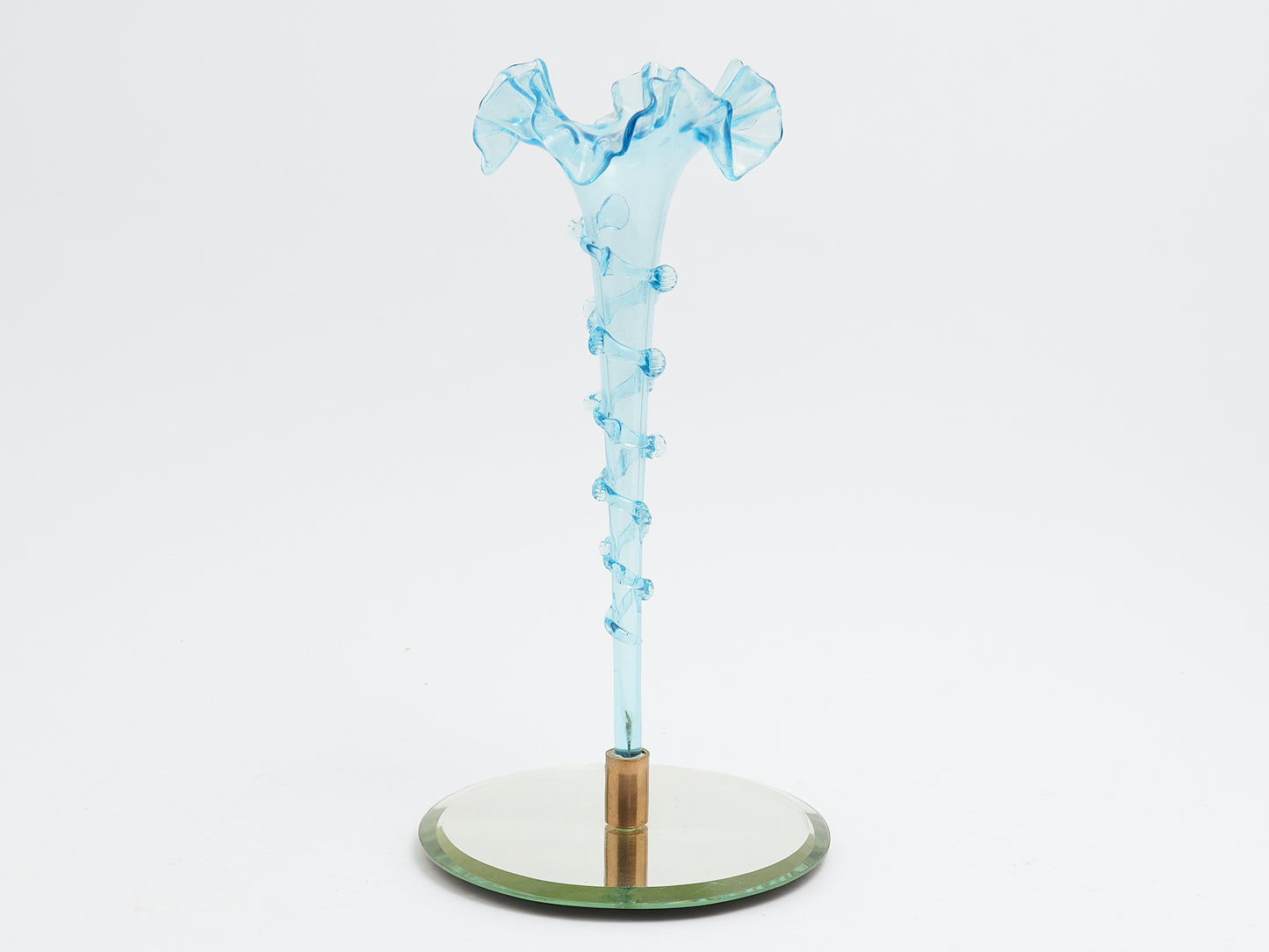 Antique Victorian-Era Blue Glass Trumpet Vase
