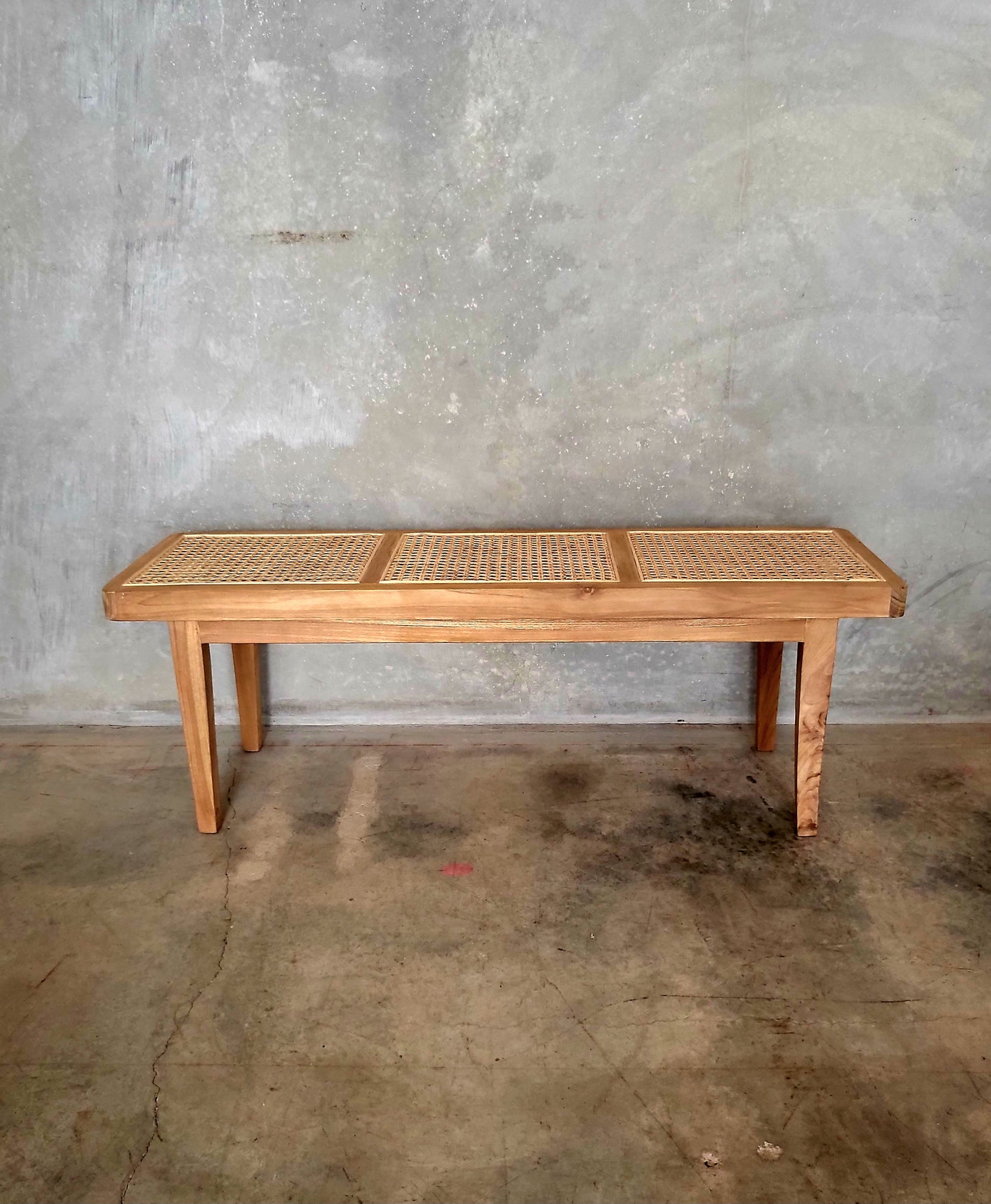 Teak & Rattan Bench Seat – Handcrafted Mid-Century Inspired Furniture | Saint Atlas