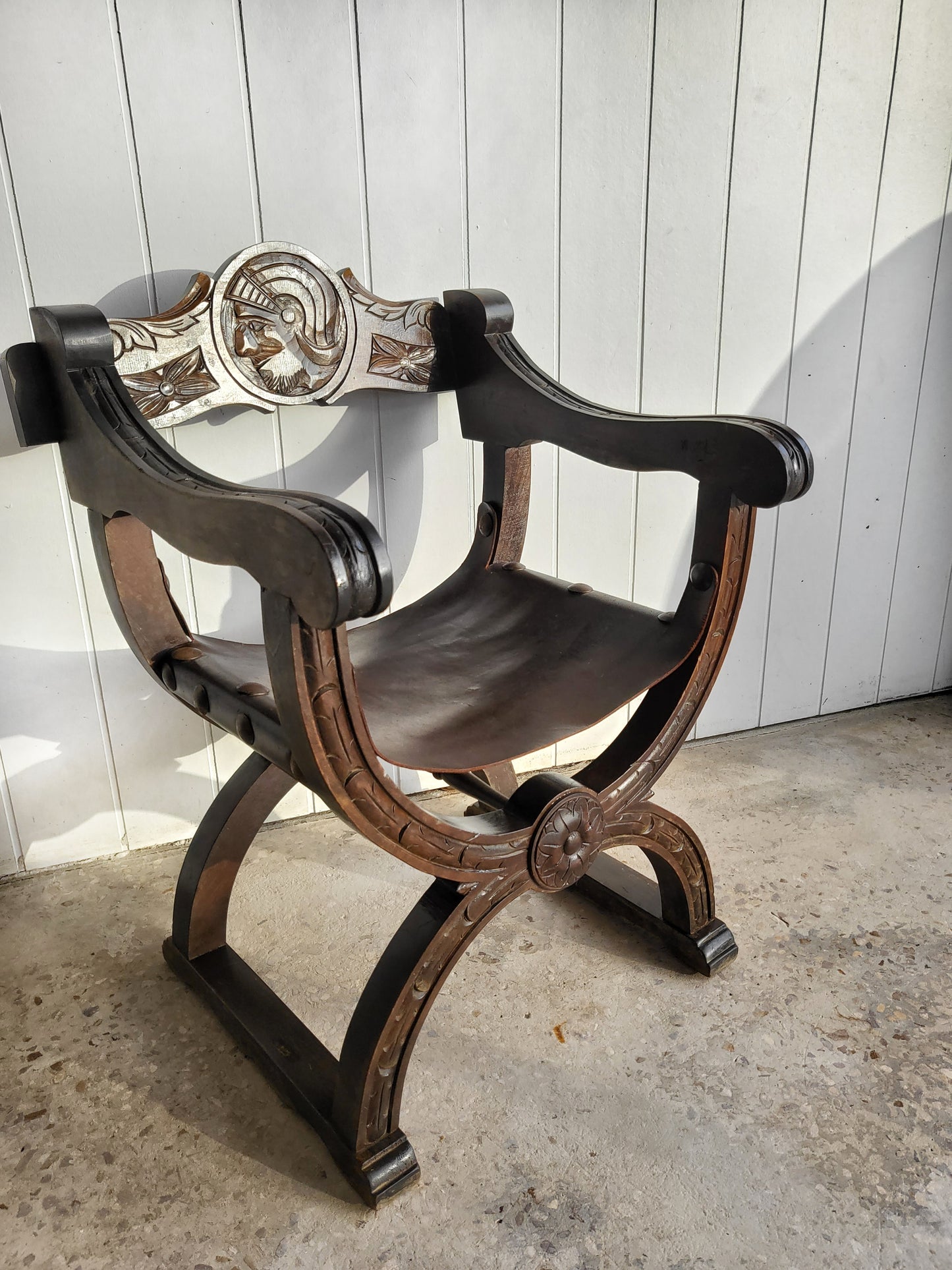 Antique 19th Century Pair of Italian Savonarola Chairs