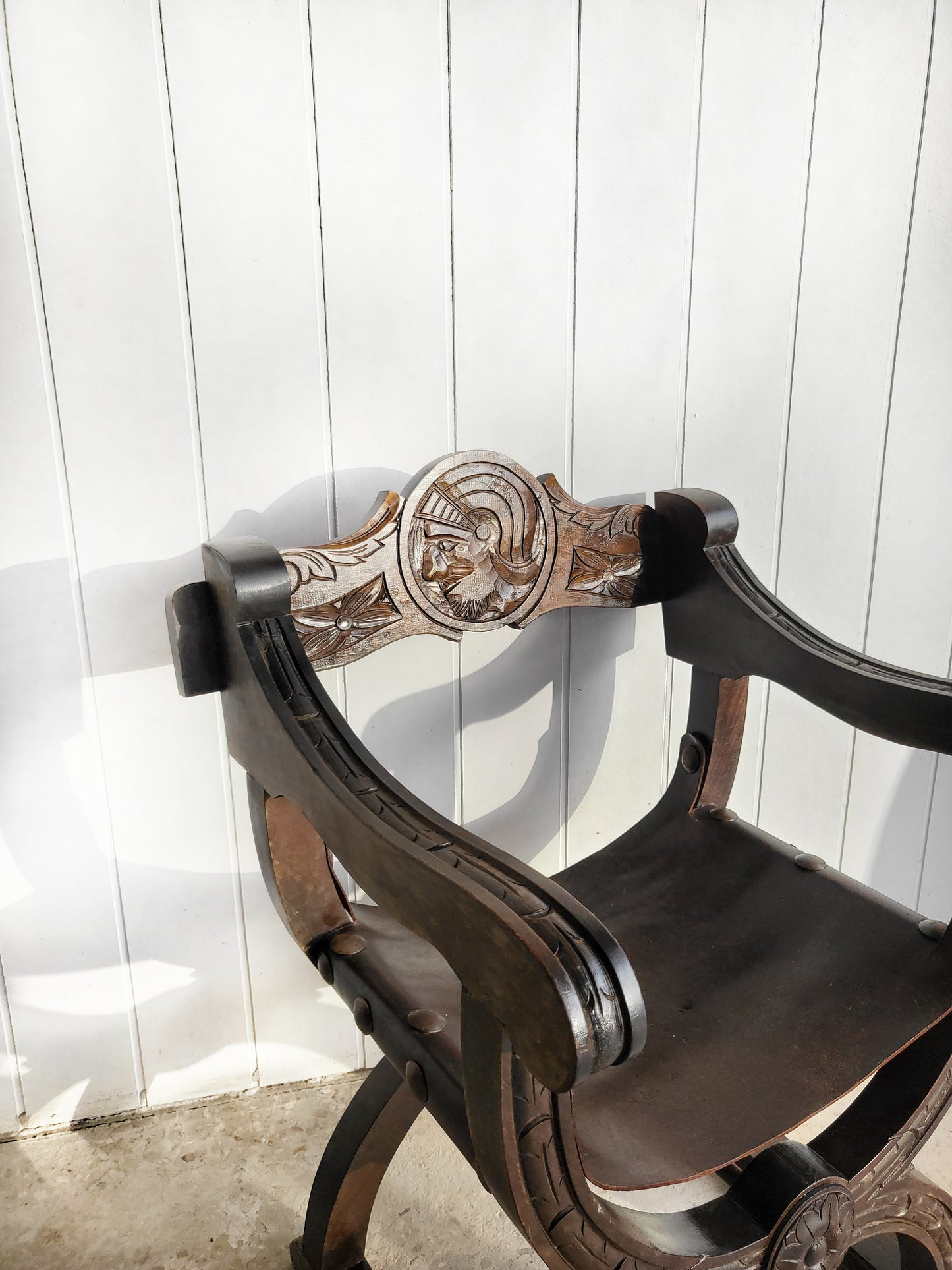 Antique 19th Century Pair of Italian Savonarola Chairs