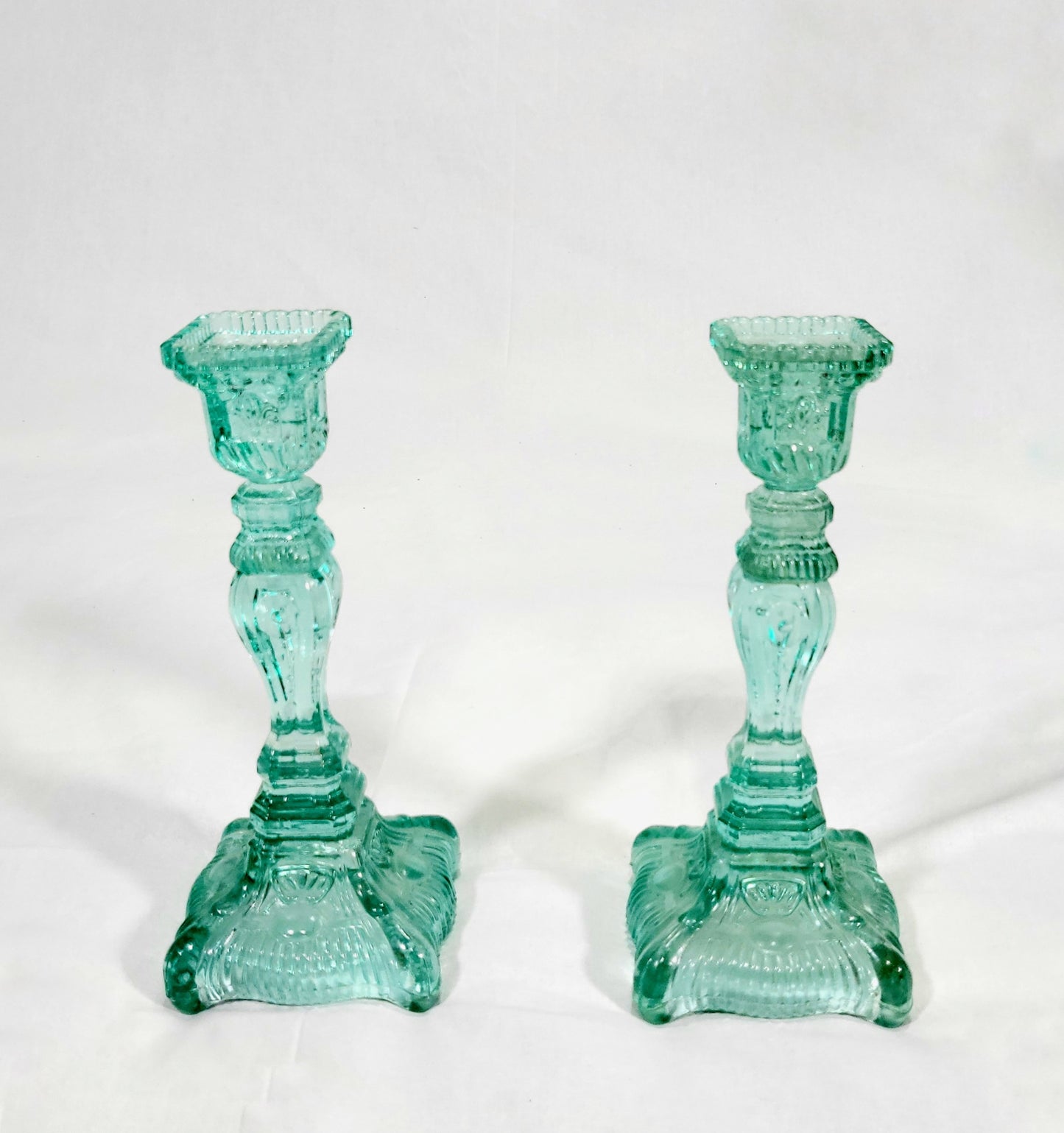 Vintage Depression Glass Candle Holders