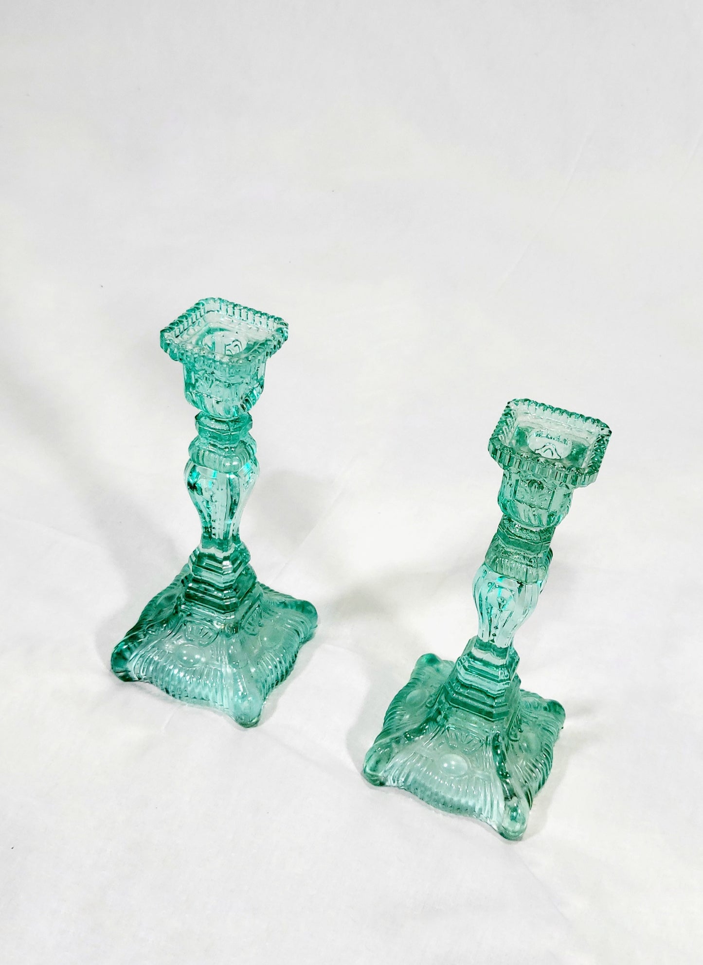 Vintage Depression Glass Candle Holders