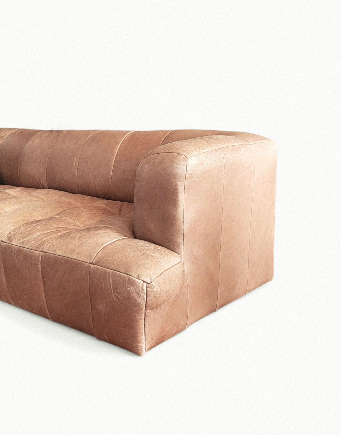 Full-Grain Leather Sofa | Contemporary | 222cm