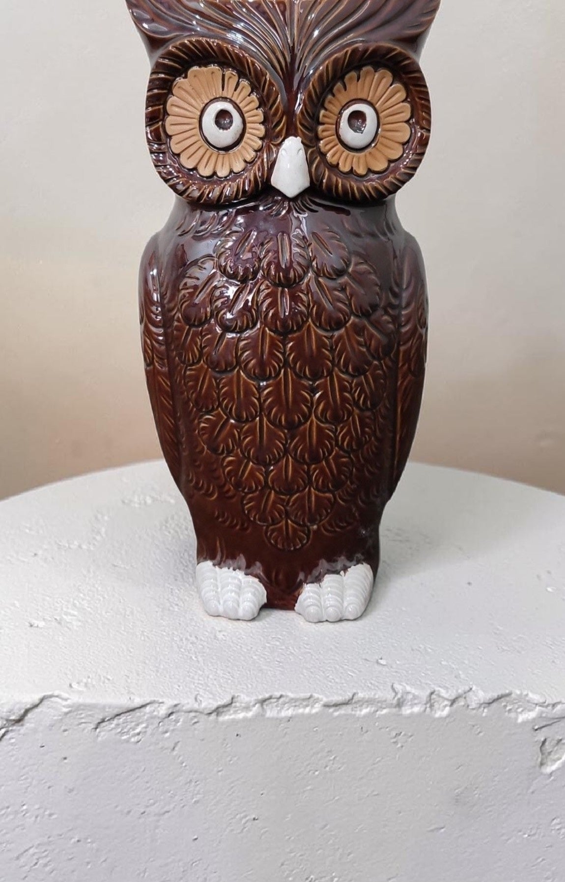 Vintage Ceramic Owl Umbrella Stand / Floor Vase | 1970s