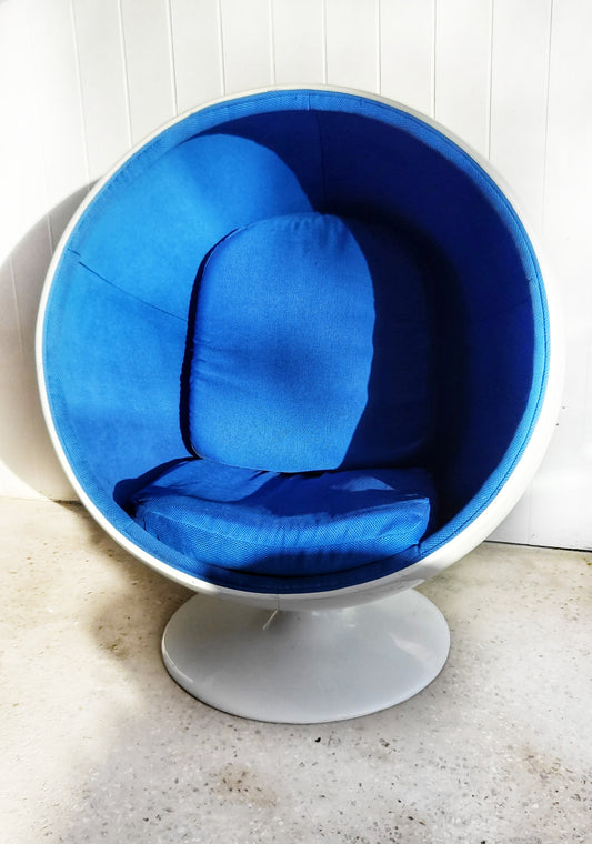 Ball Chair with Blue Upholstery