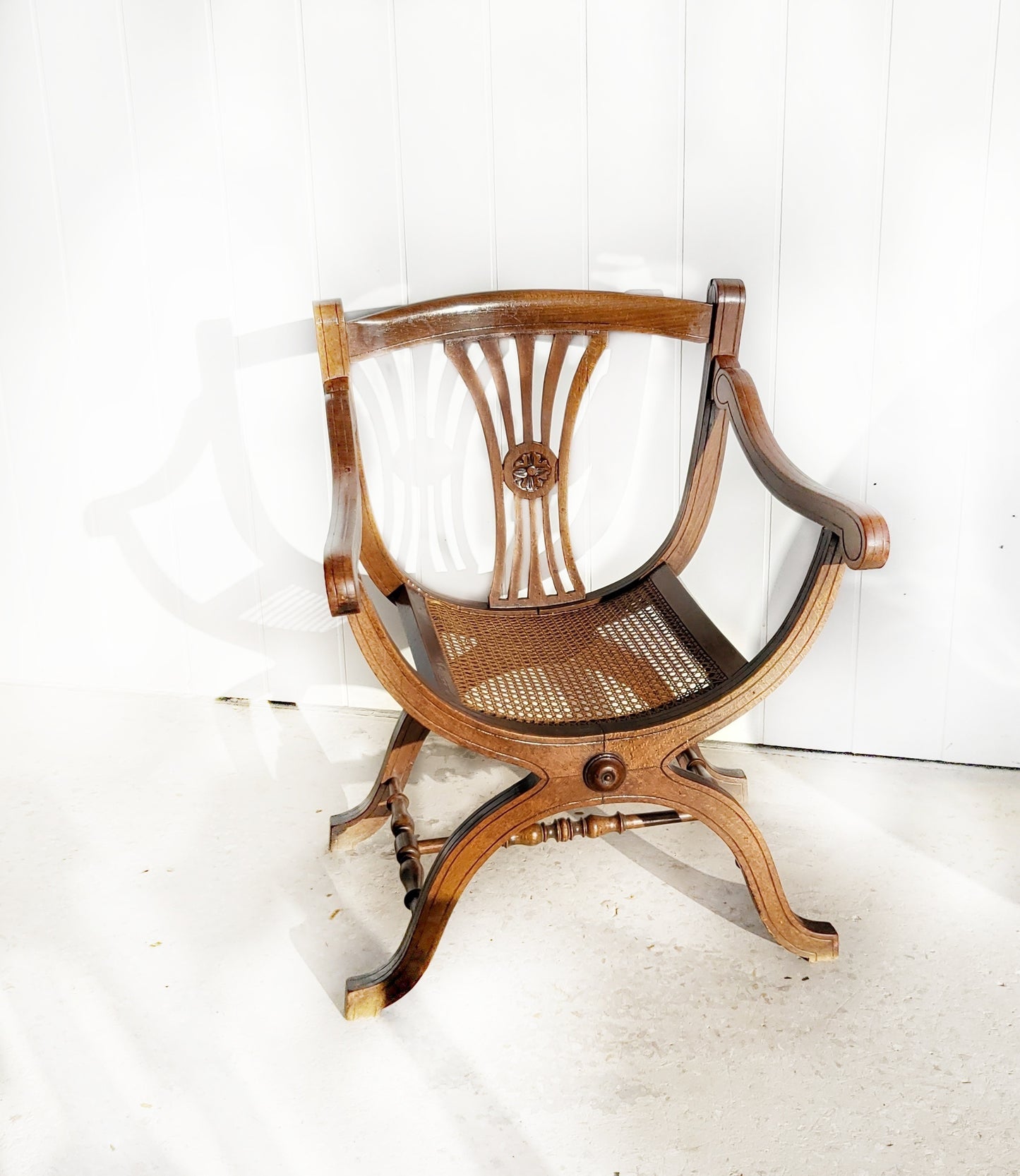 French Beech Framed Savonarola Chair